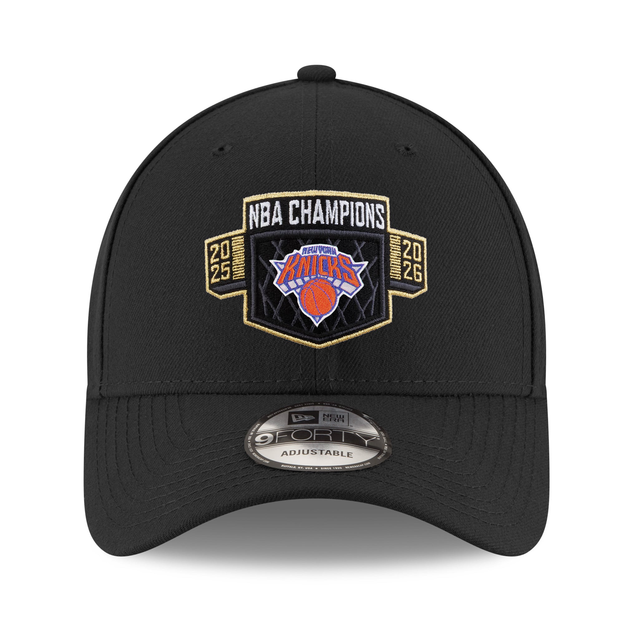 Men's New Era Black New York Knicks 2026 NBA Finals Champions Locker Room Replica 9FORTY Adjustable Hat
