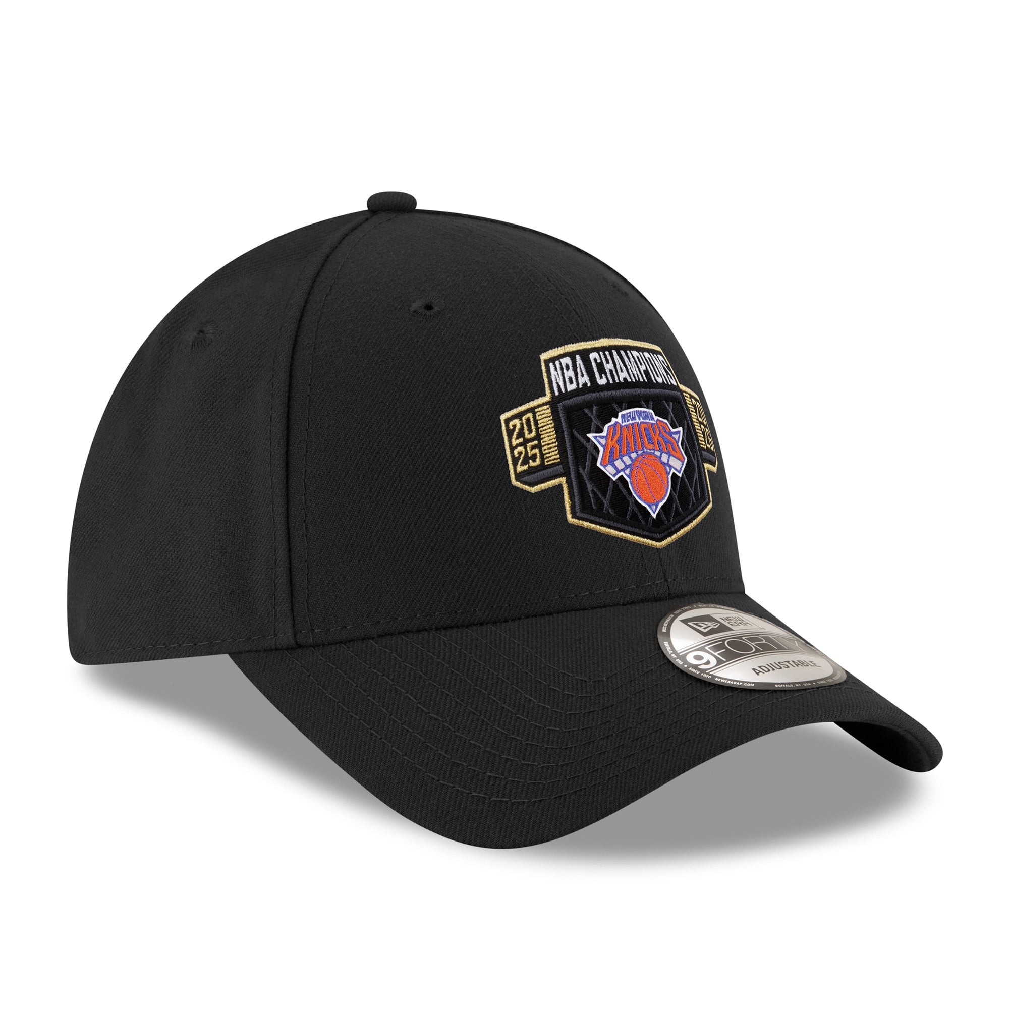 Men's New Era Black New York Knicks 2026 NBA Finals Champions Locker Room Replica 9FORTY Adjustable Hat