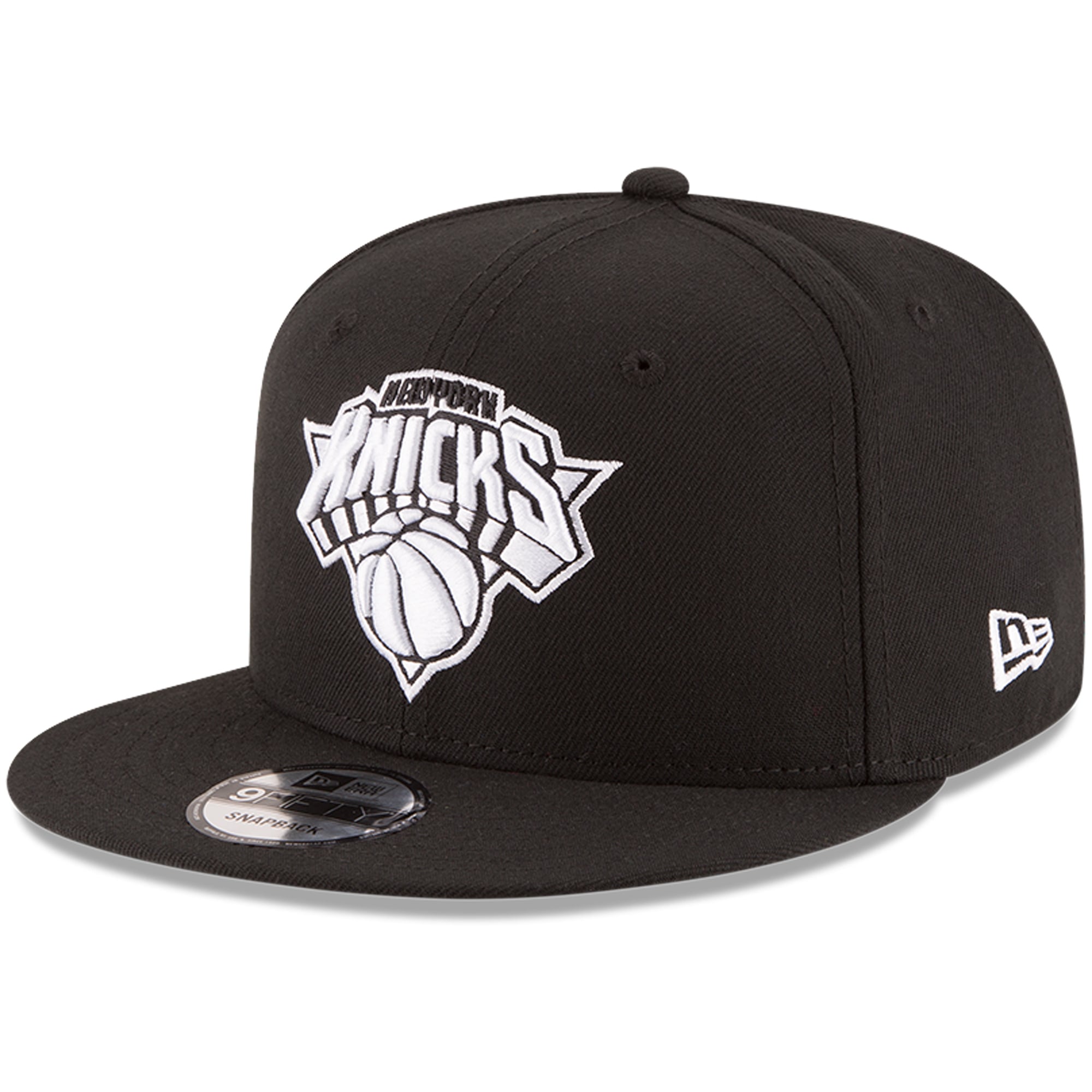 Men's New York Knicks New Era Black Black & White Logo 9FIFTY Adjustable Snapback Hat