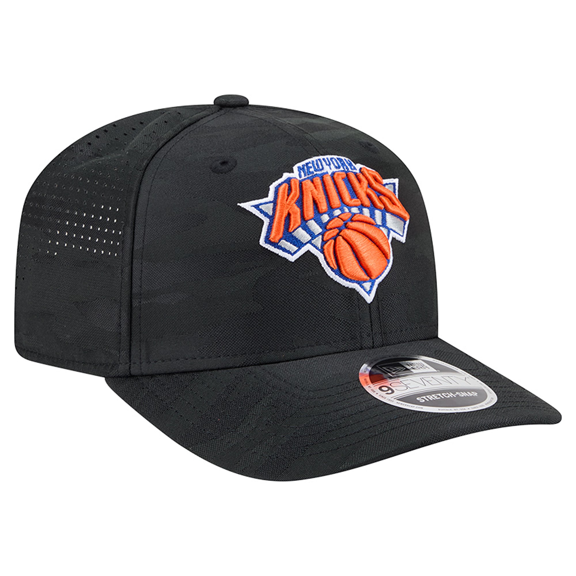 Men's New Era Black New York Knicks Camo 9SEVENTY Perforated Adjustable Hat