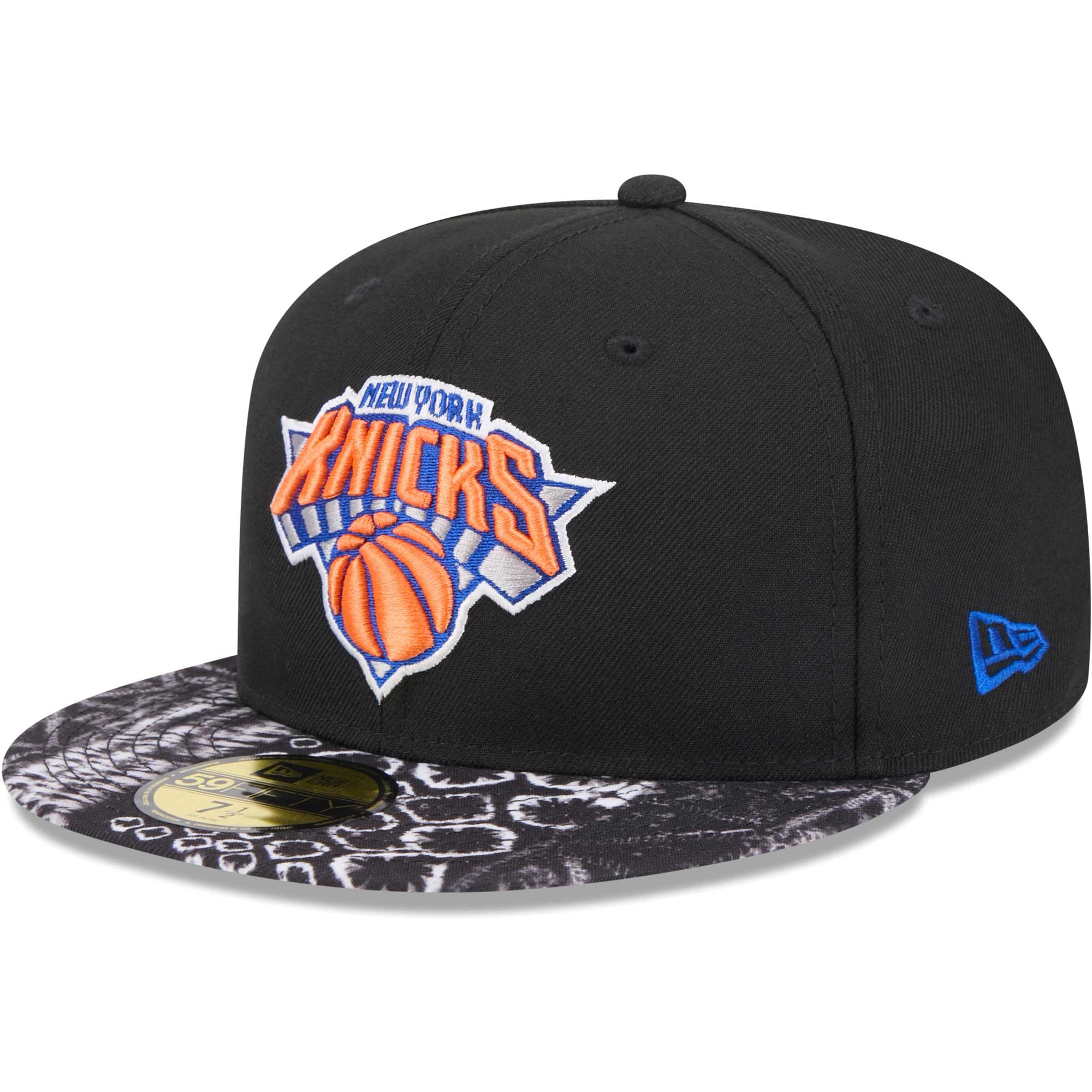 Men's New Era Black New York Knicks Coral Reef Visor 59FIFTY Fitted Hat