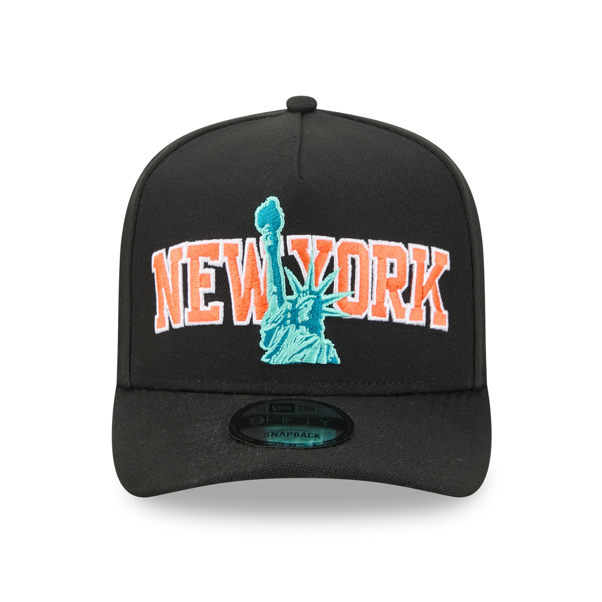Casquette snapback New Era noire pour homme New York Knicks Curve Statue de la Liberté 9FIFTY