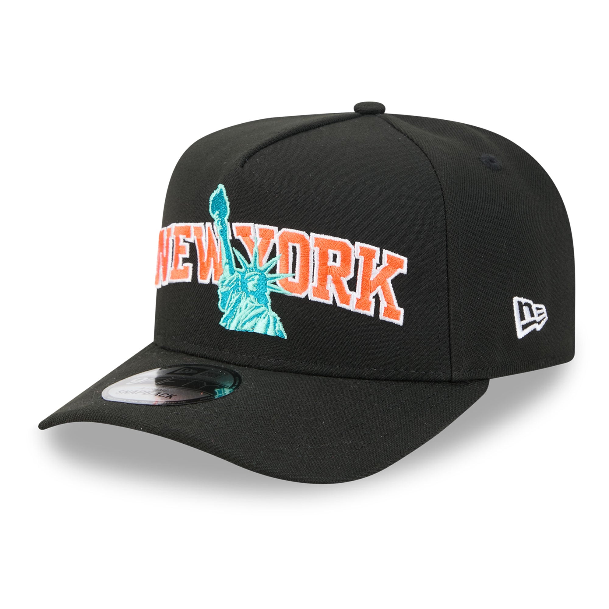 Casquette snapback New Era noire pour homme New York Knicks Curve Statue de la Liberté 9FIFTY