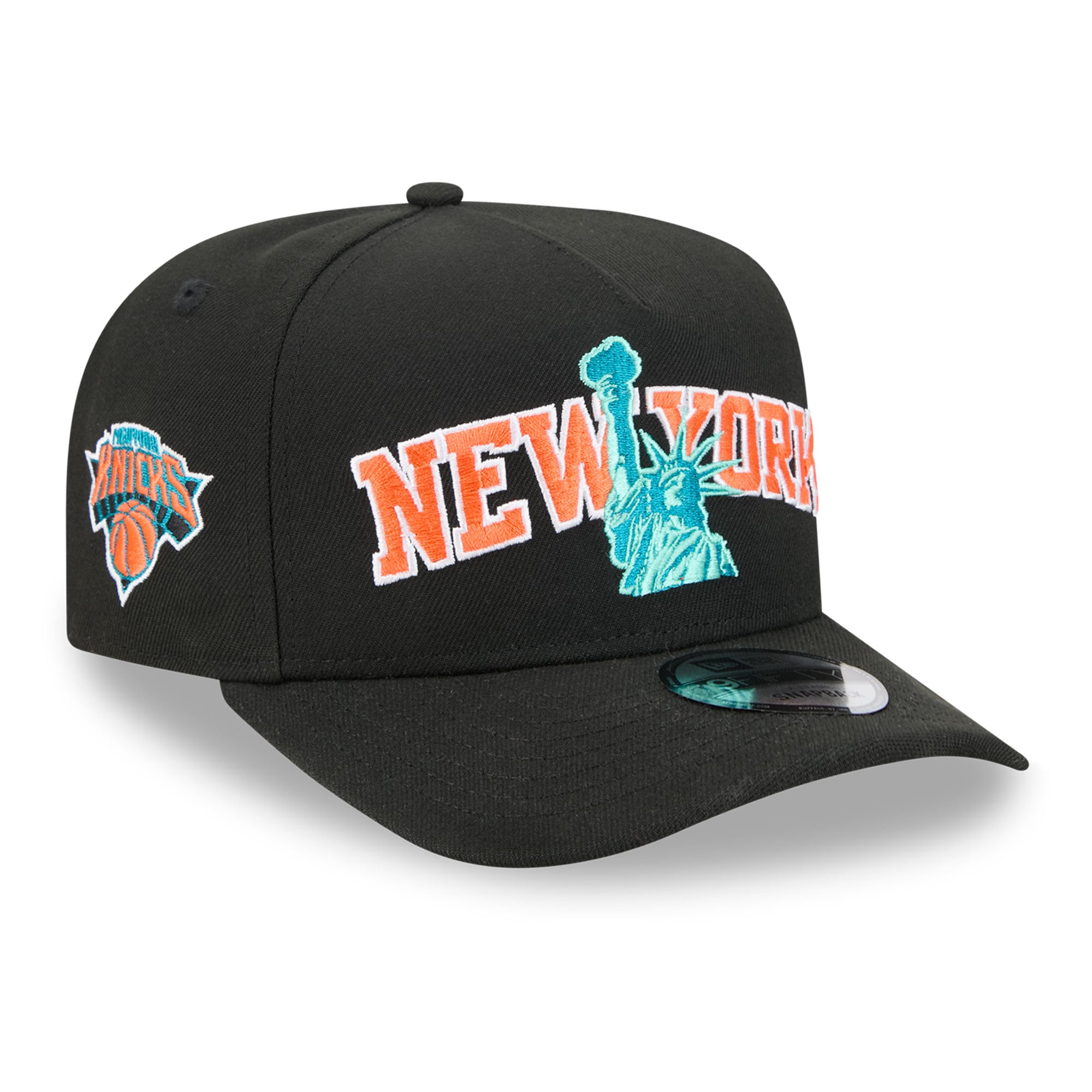 Men's New York Knicks  New Era Black Curve Statue of Liberty 9FIFTY Snapback Hat