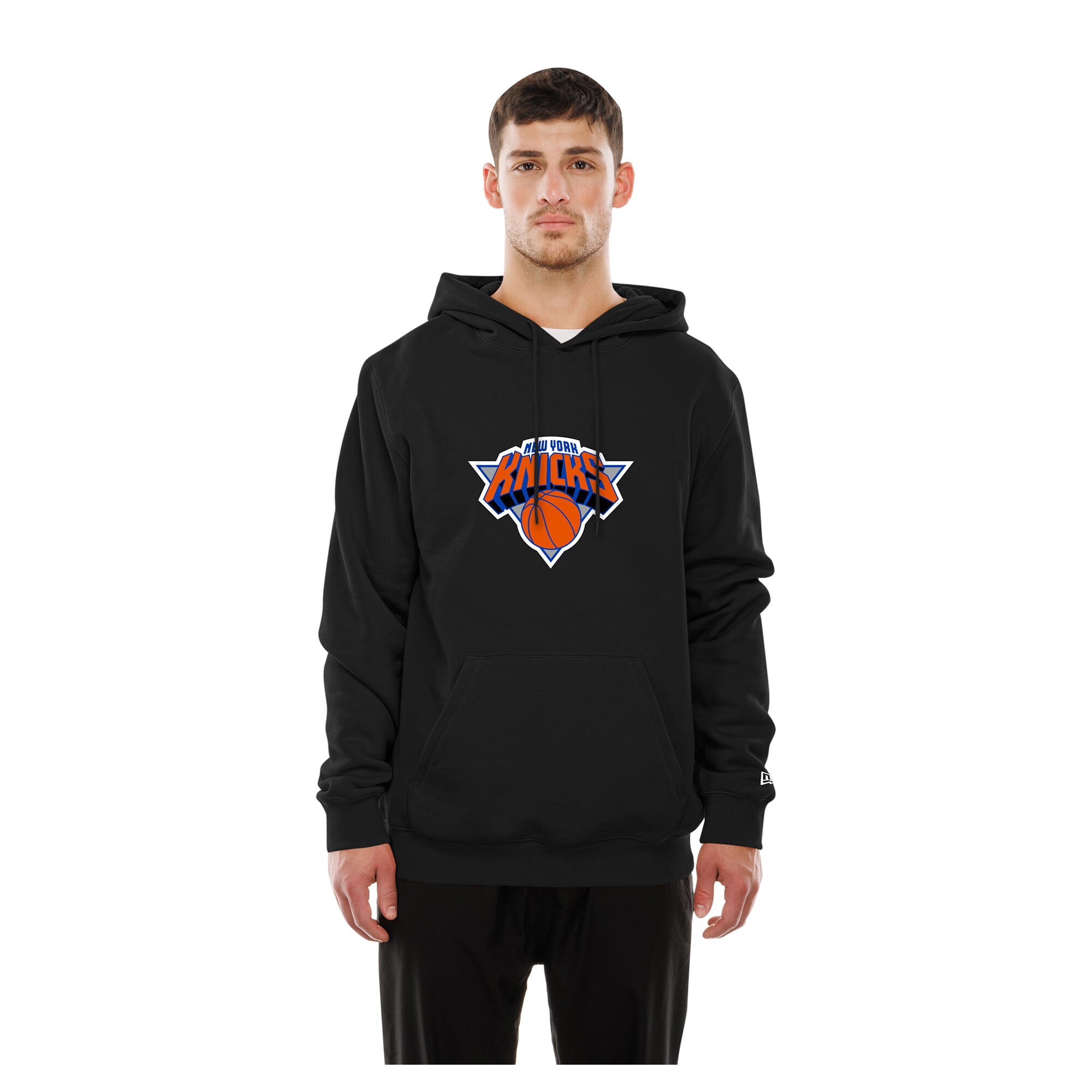 Sweat à capuche New Era noir pour homme, logo York Knicks devant et derrière