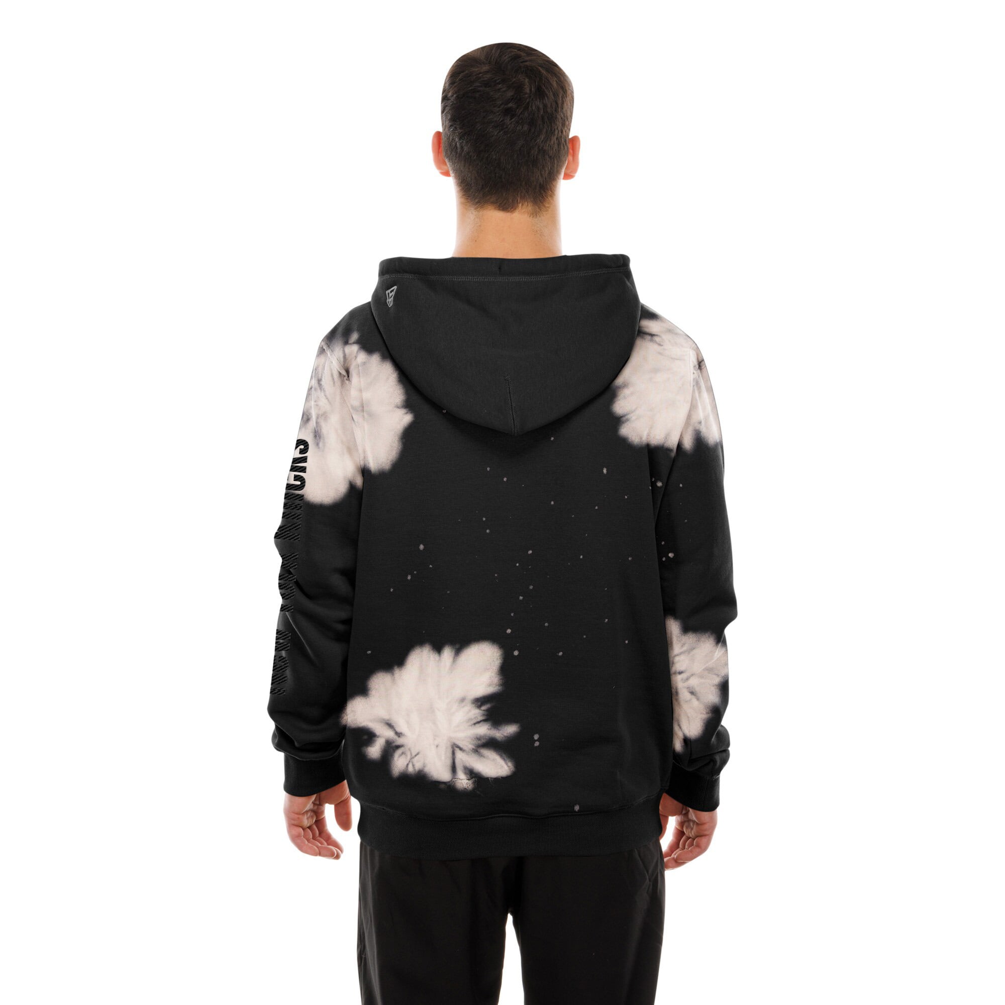 Sweat à capuche New Era noir York Knicks pour homme, avec bords bruts et délavés par injection