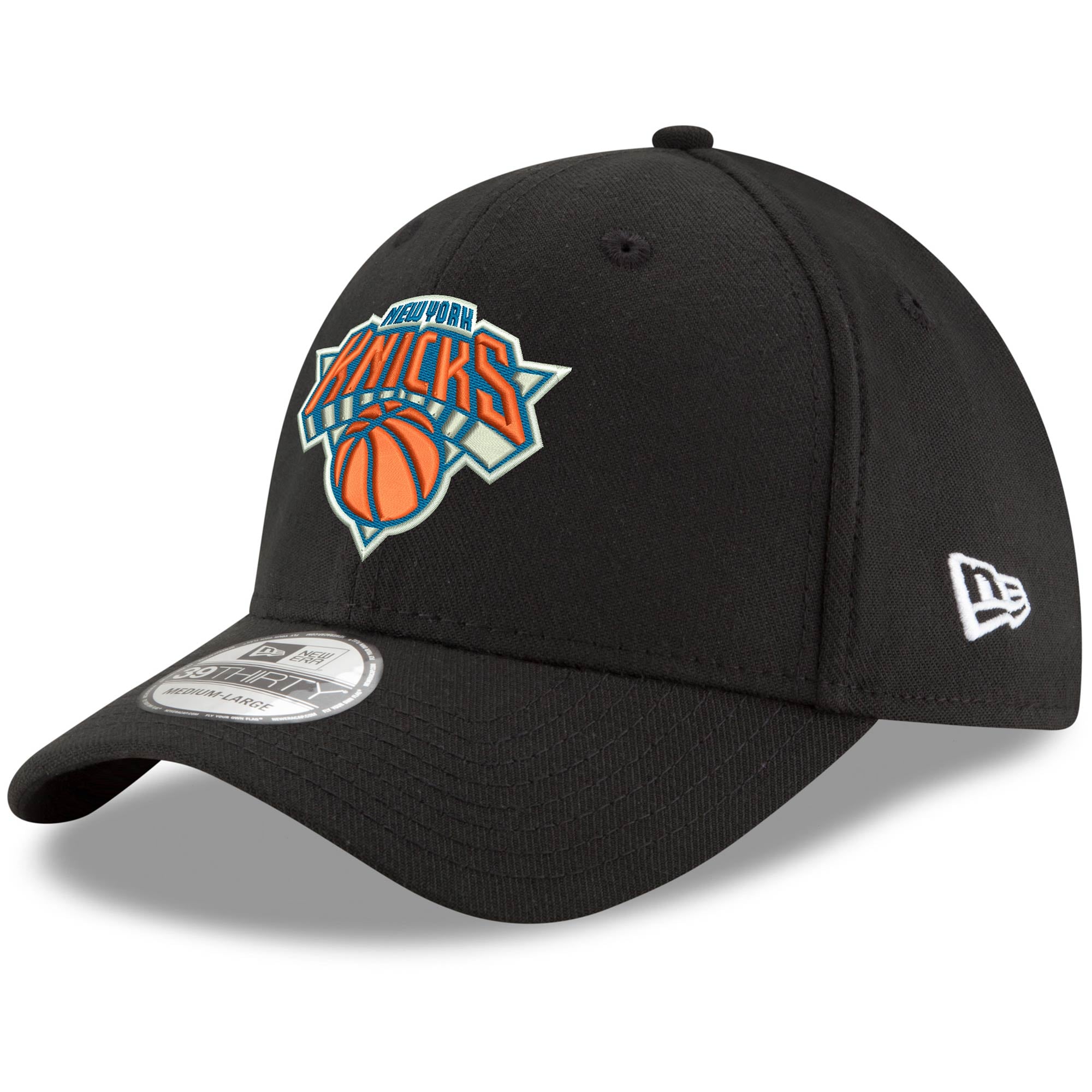 Men's New York Knicks New Era Black Official Team Color 39THIRTY Flex Hat