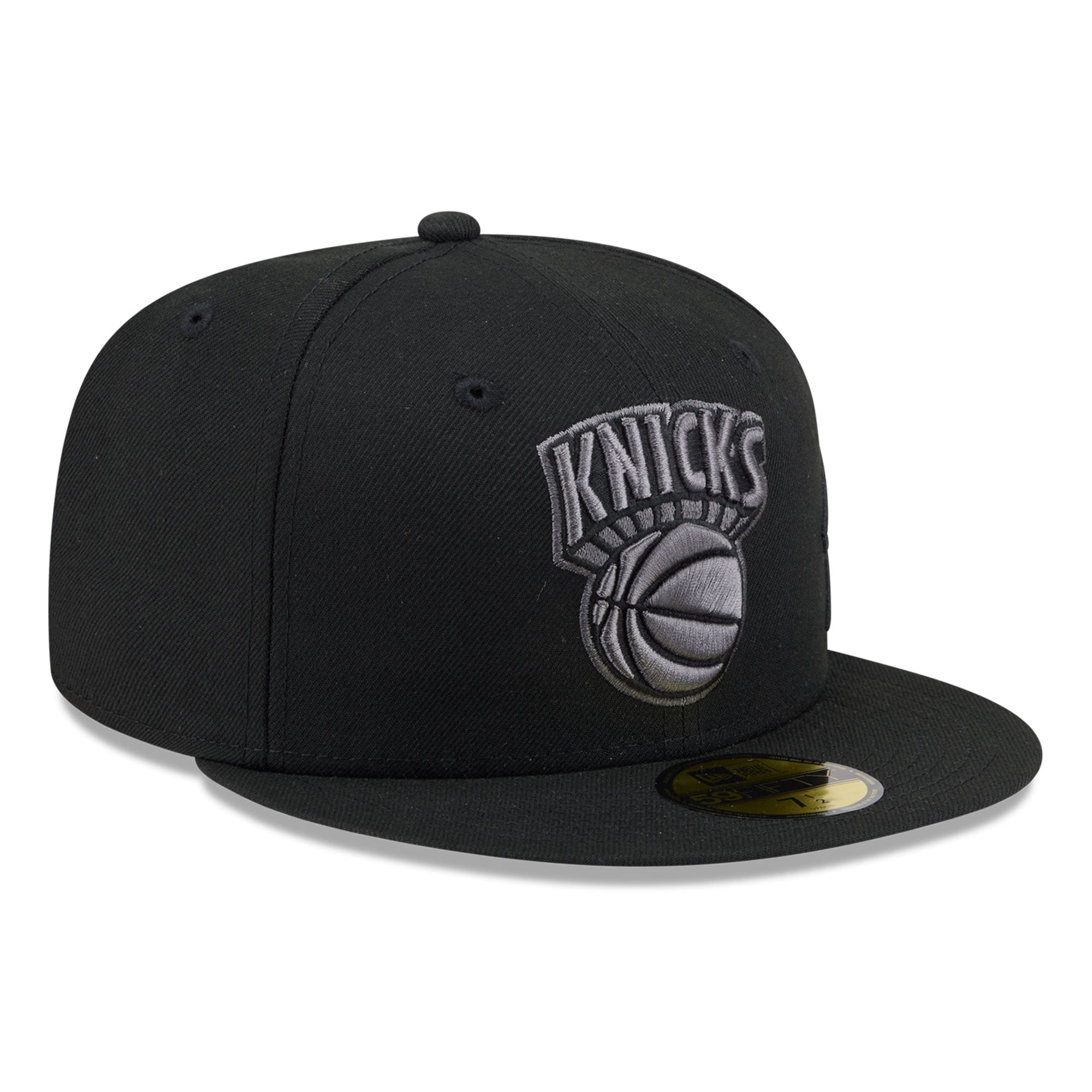 Casquette ajustée New Era 59FIFTY noire pour homme, logo York Knicks sur le côté.