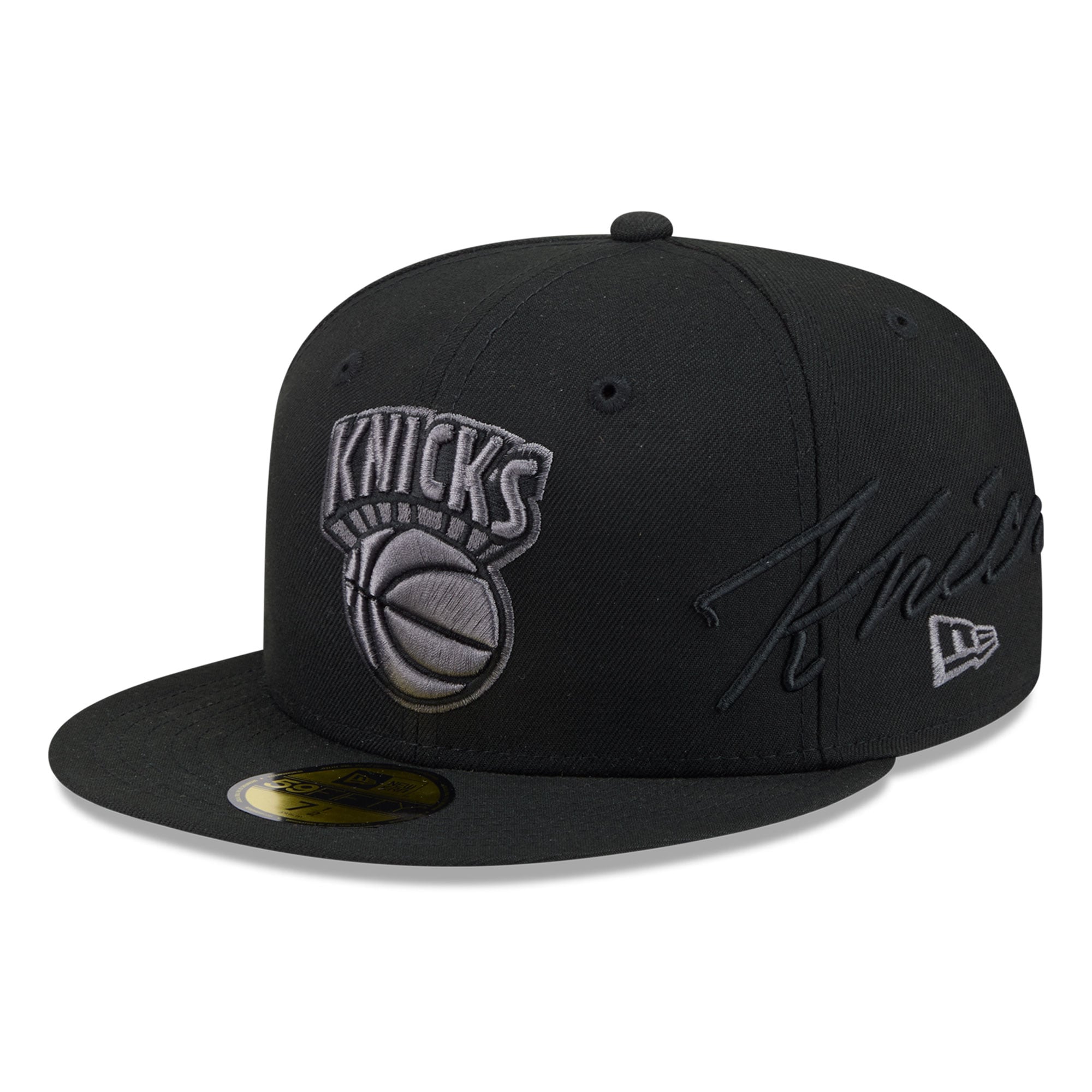 Casquette ajustée New Era 59FIFTY noire pour homme, logo York Knicks sur le côté.