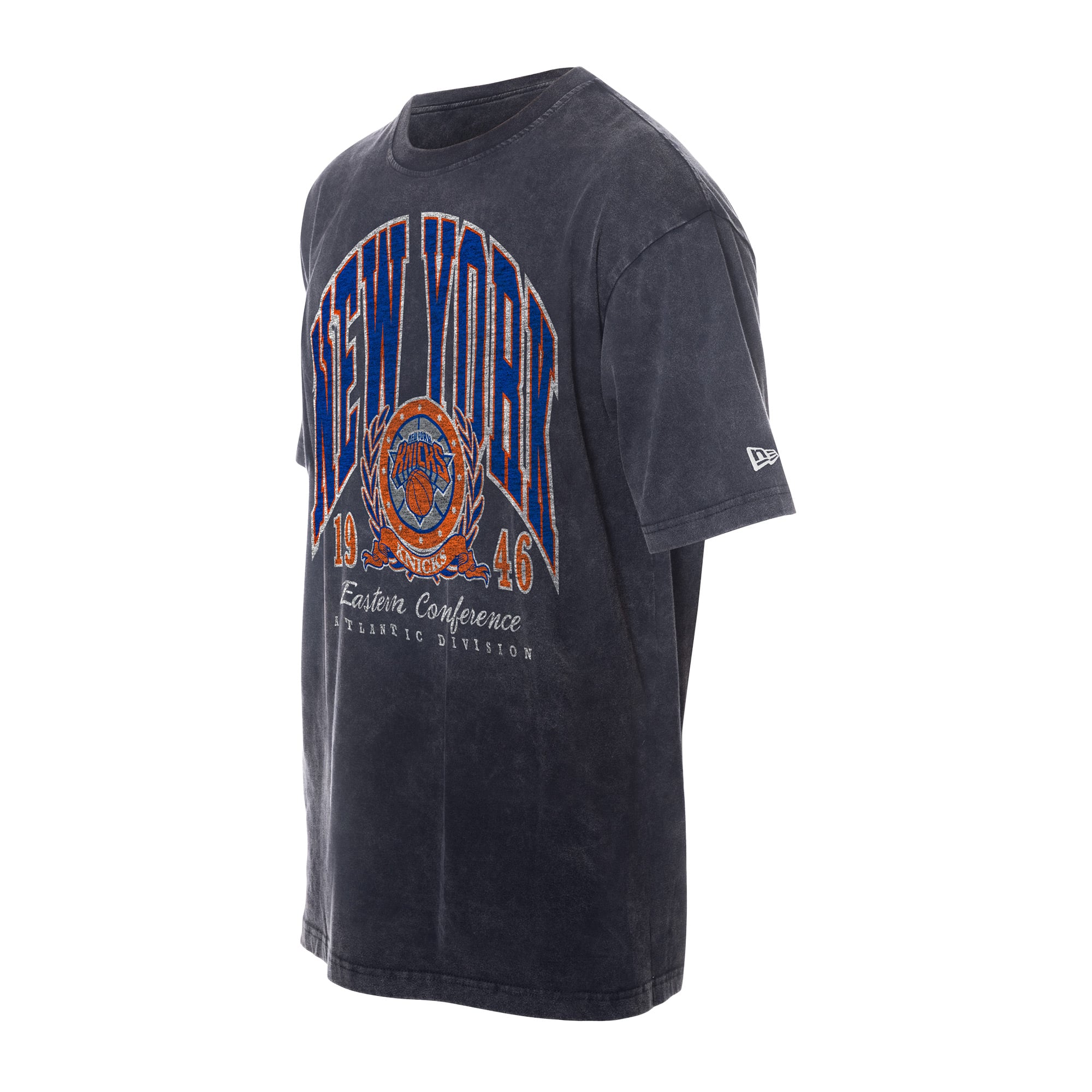 T-shirt Sport Classics noir délavé minéral New Era pour homme, York Knicks