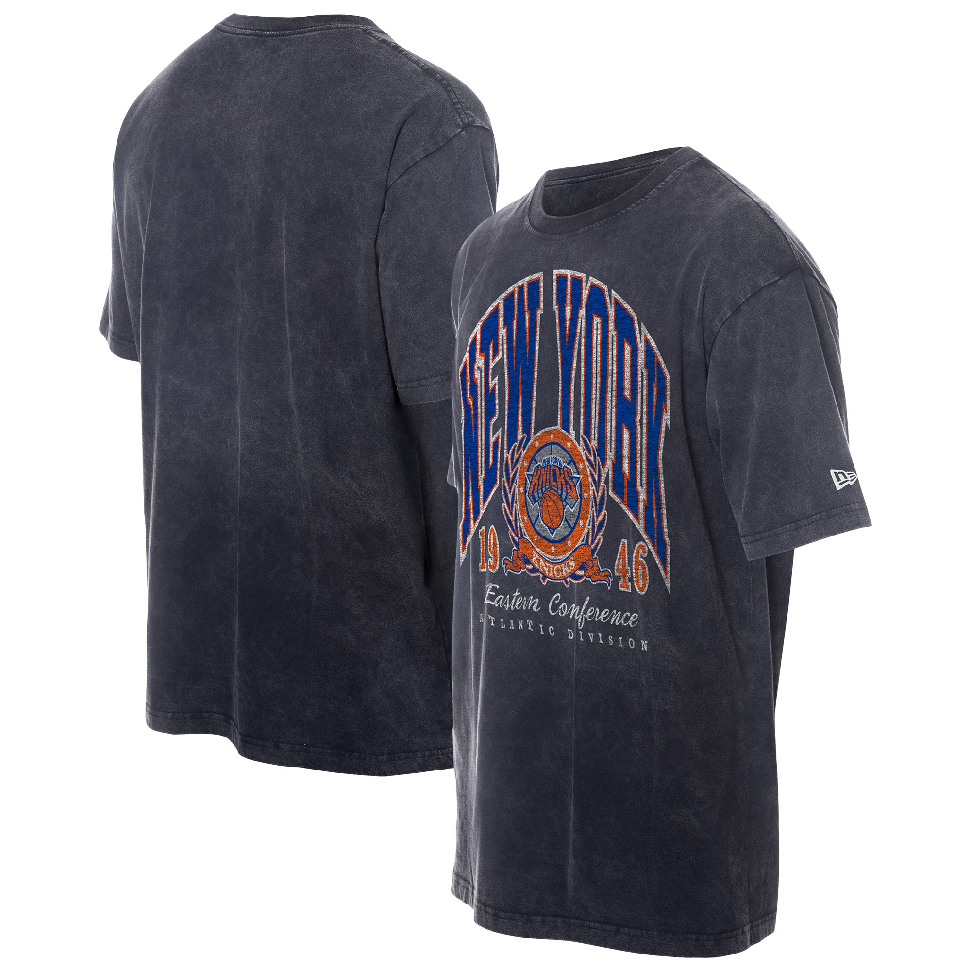 T-shirt Sport Classics noir délavé minéral New Era pour homme, York Knicks