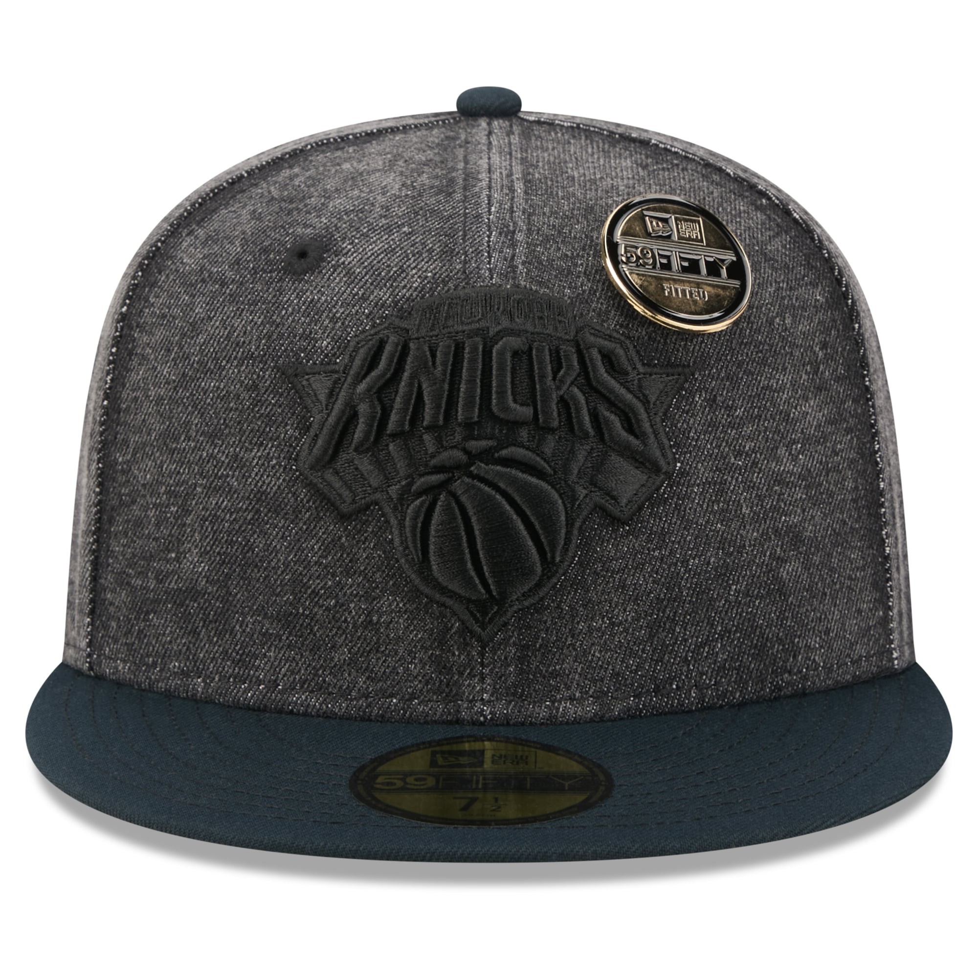 Men's New Era Black York Knicks Washed Denim 59FIFTY Fitted Hat