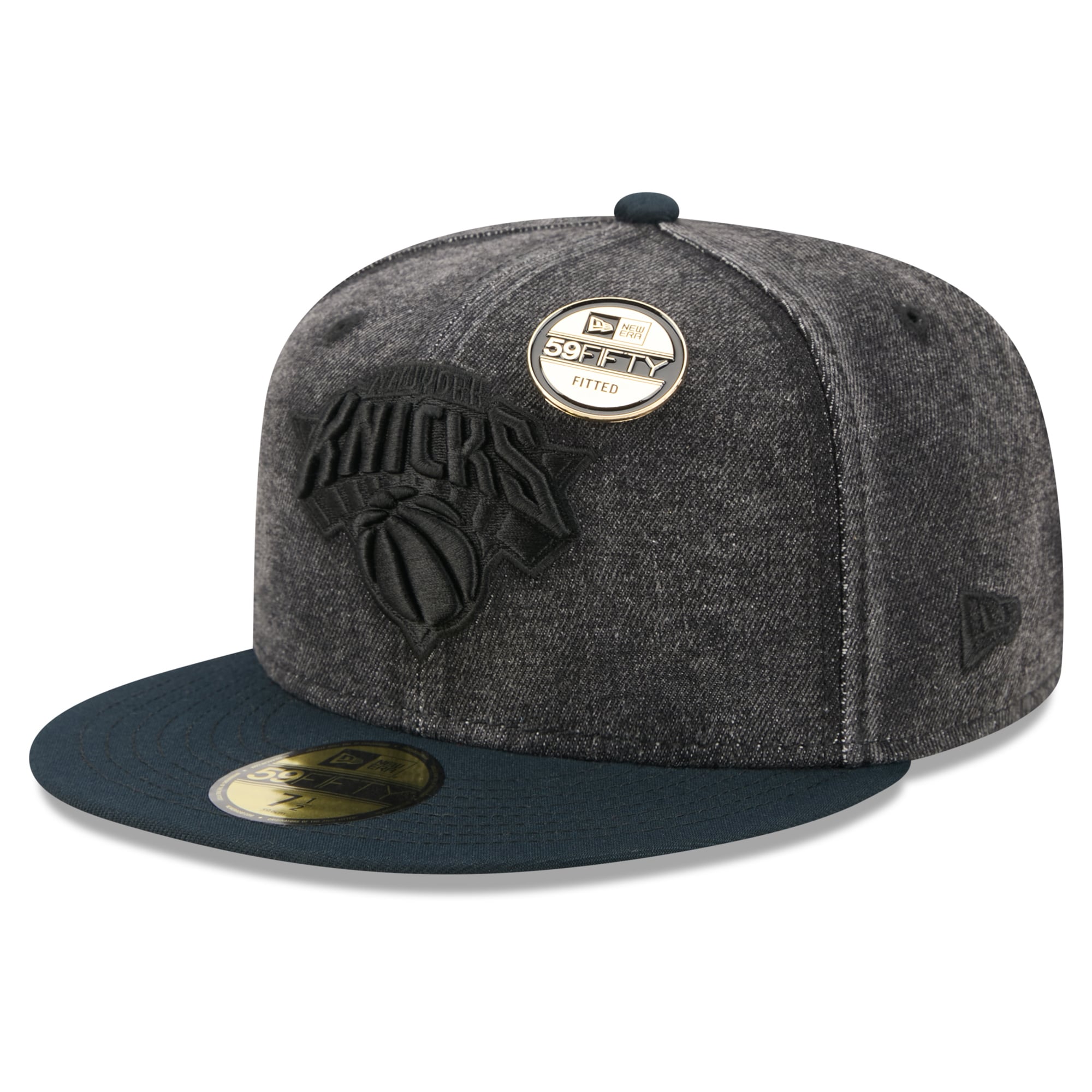 Men's New Era  Black New York Knicks Washed Denim 59FIFTY Fitted Hat