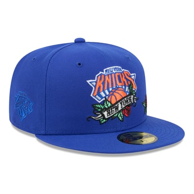  New York Knicks New Era Rose Banner 59FIFTY Fitted Hat - Blue