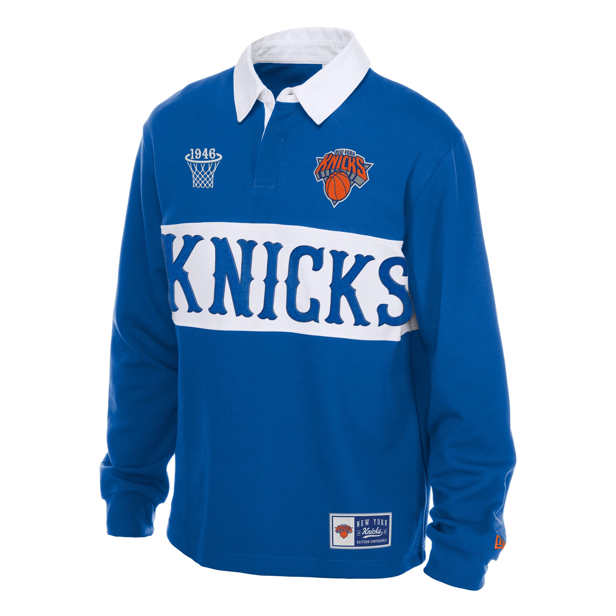 Polo de rugby à manches longues New Era bleu York Knicks pour homme