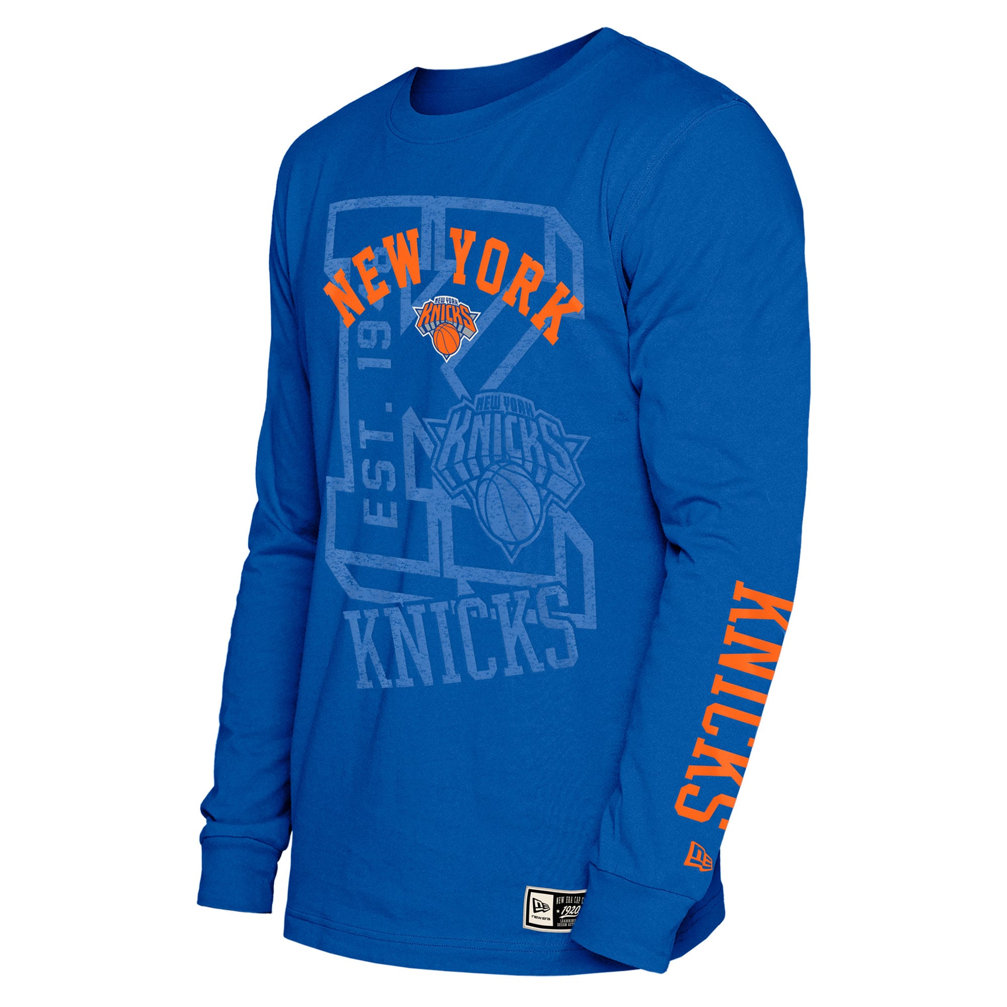 T-shirt à manches longues New Era bleu York Knicks pour homme