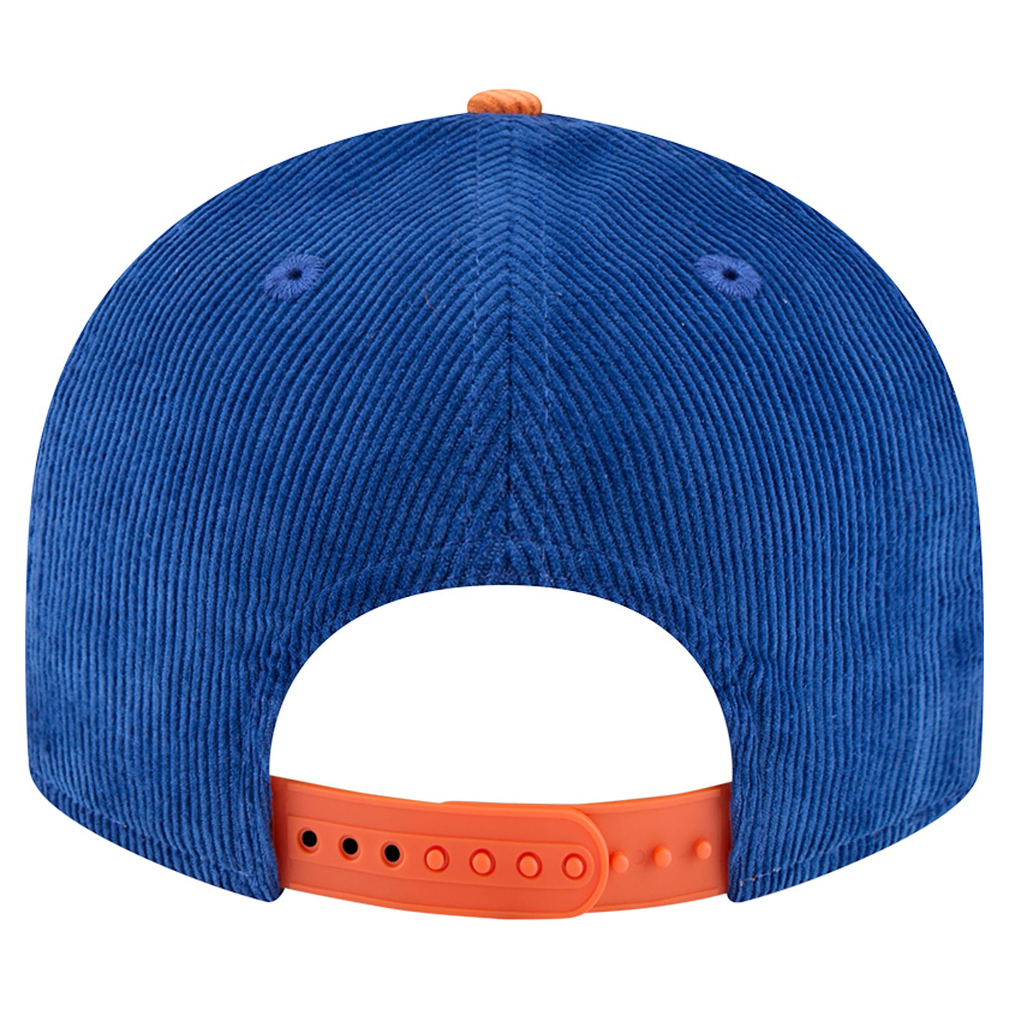Casquette snapback New Era 9FIFTY en velours côtelé bleu/orange New York Knicks pour homme