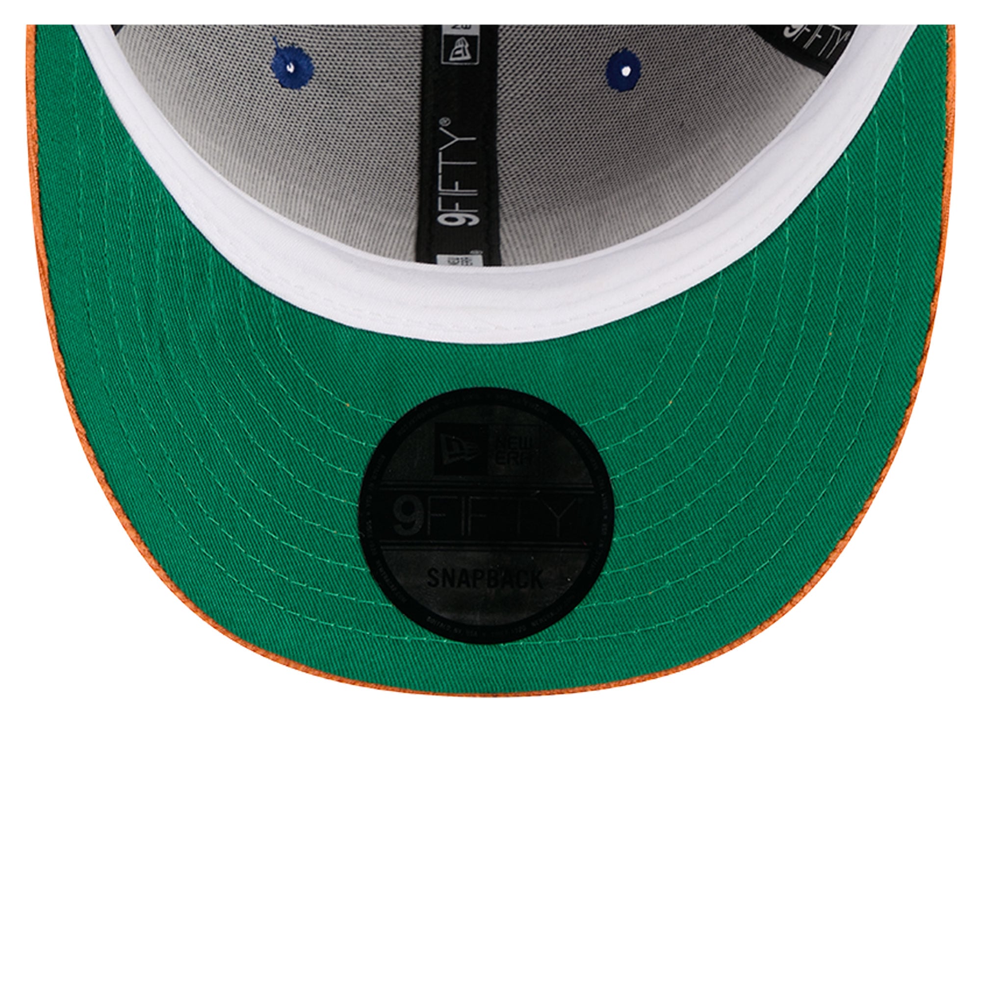 Casquette snapback New Era 9FIFTY en velours côtelé bleu/orange New York Knicks pour homme