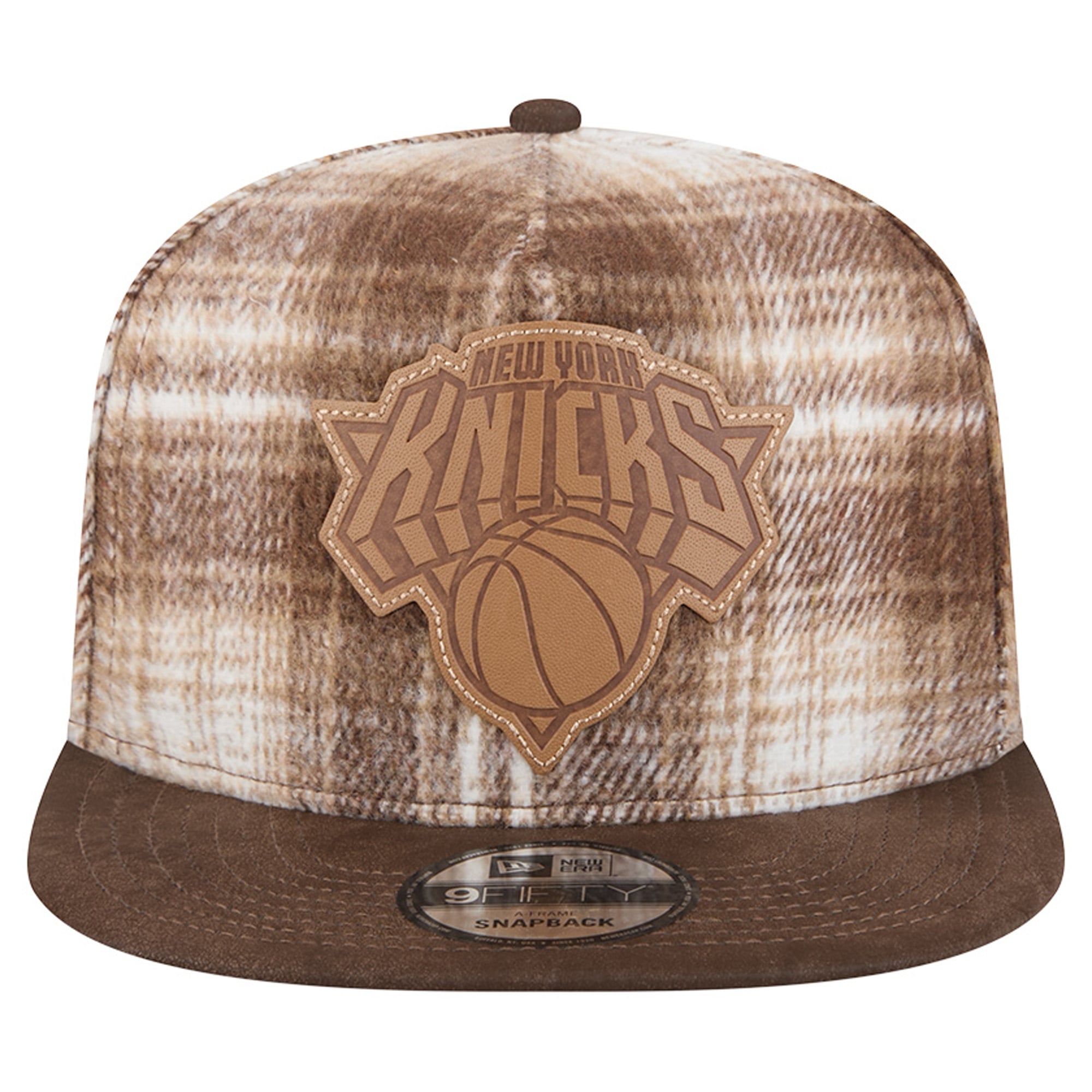 Casquette ajustable New Era marron à carreaux New York Knicks 9FIFTY pour homme