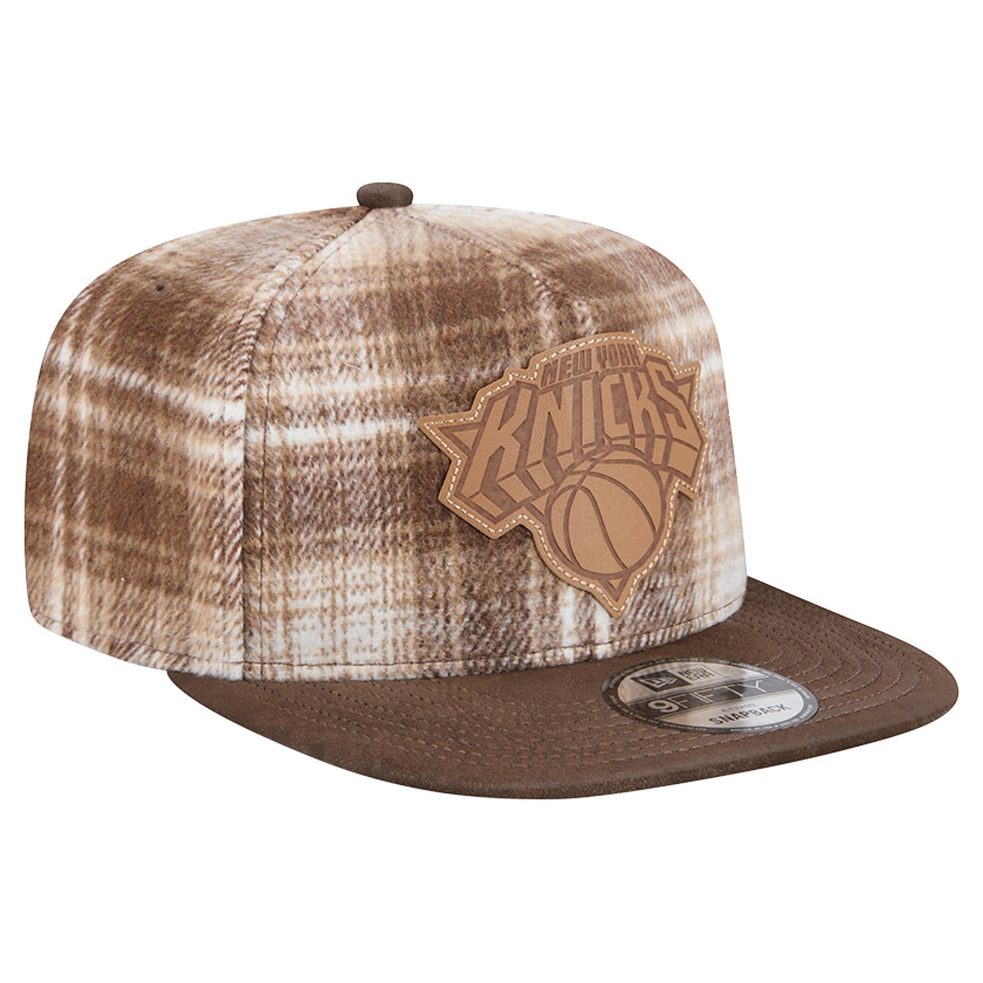 Casquette ajustable New Era marron à carreaux New York Knicks 9FIFTY pour homme