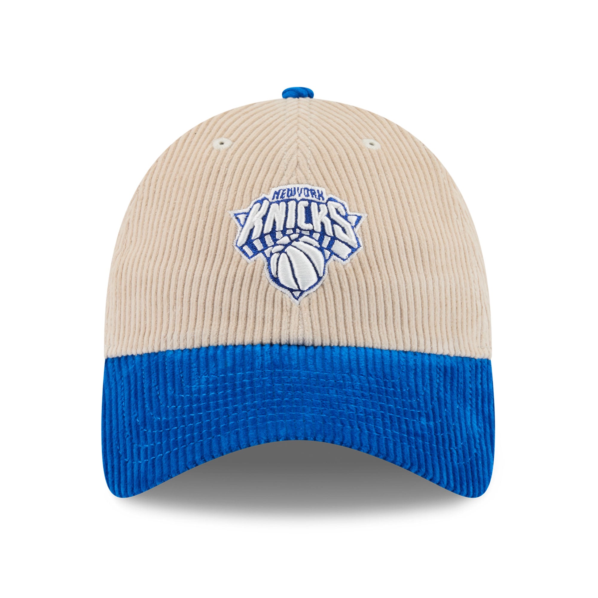 Casquette New Era pour homme, crème/bleu, New York Knicks, en velours côtelé ton sur ton, style classique et ajustable