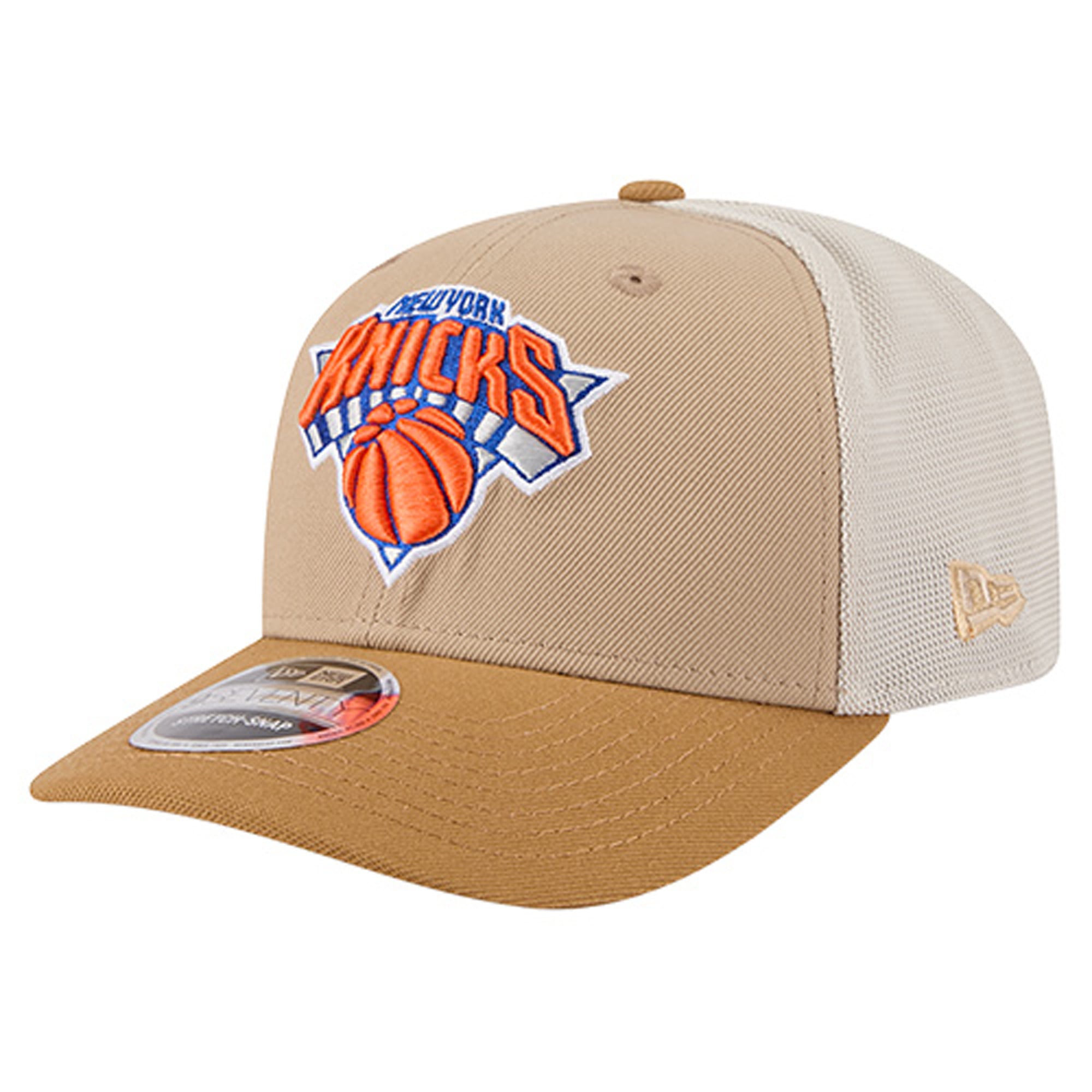 Men's New York Knicks New Era Tan/Light Brown Two-Tone 9SEVENTY Adjustable Trucker Hat