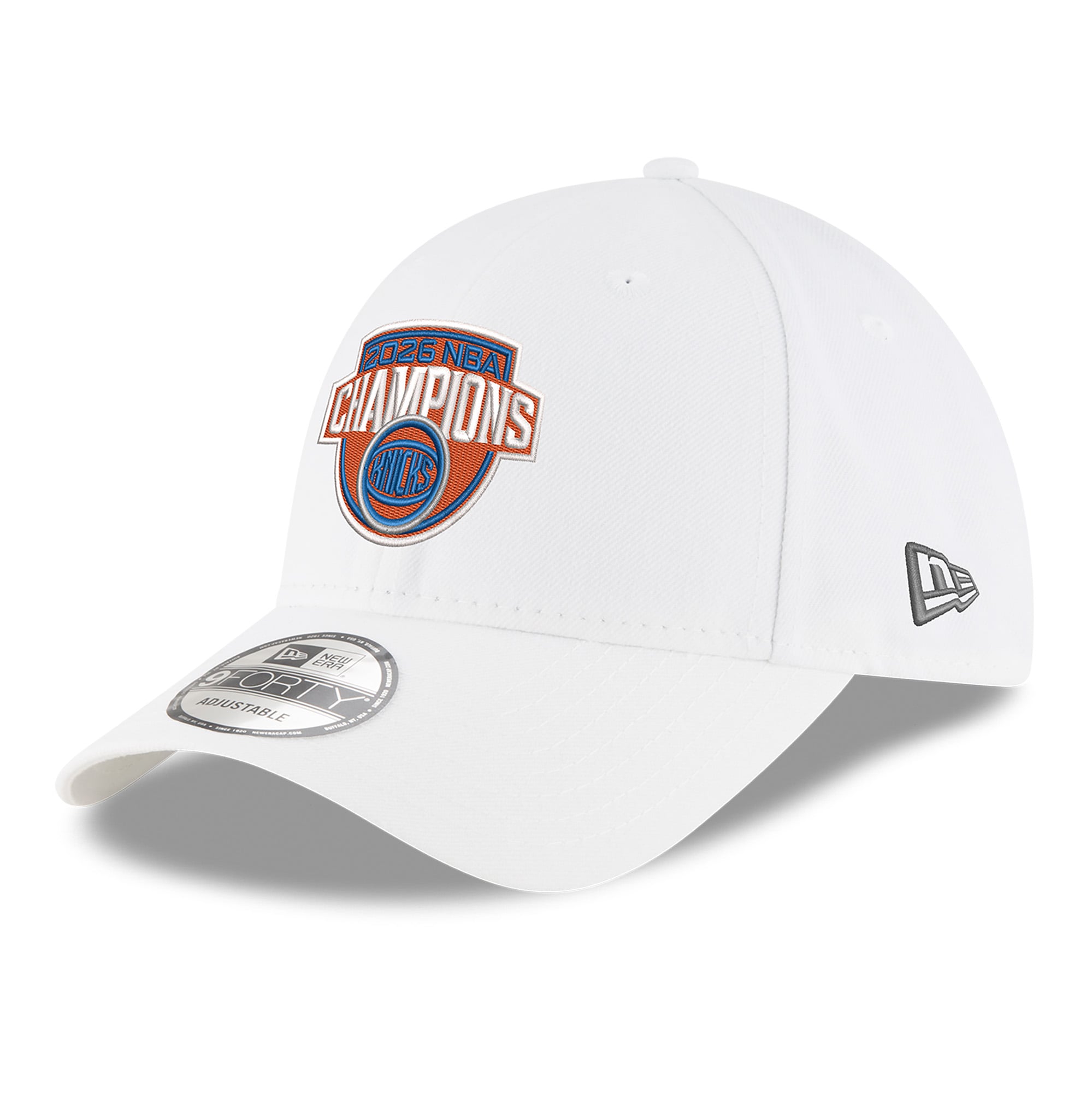 Men's New Era White New York Knicks 2026 NBA Finals Champions 9FORTY Adjustable Hat