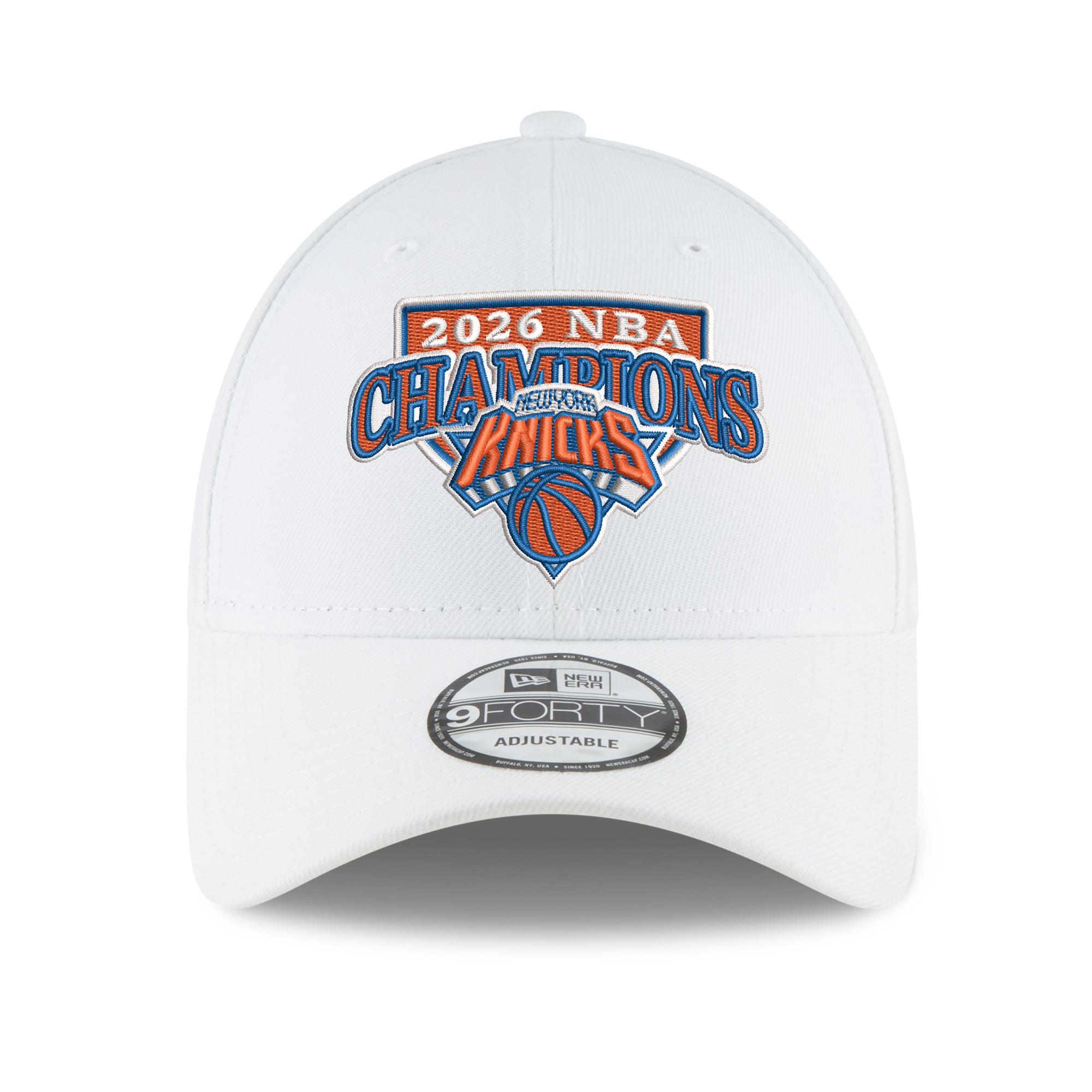 Men's New Era White New York Knicks 2026 NBA Finals Champions 9FORTY Adjustable Hat