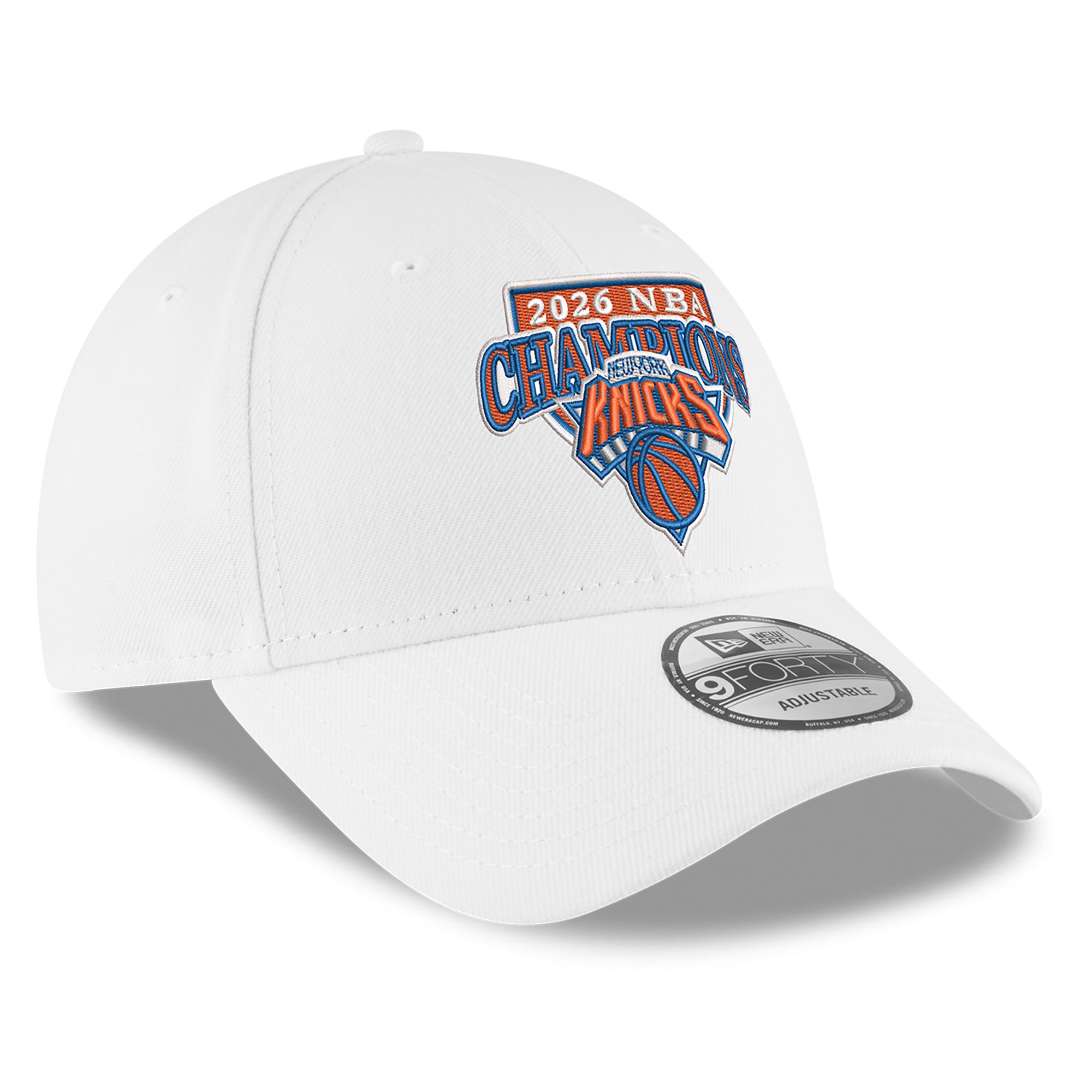 Men's New Era White New York Knicks 2026 NBA Finals Champions 9FORTY Adjustable Hat