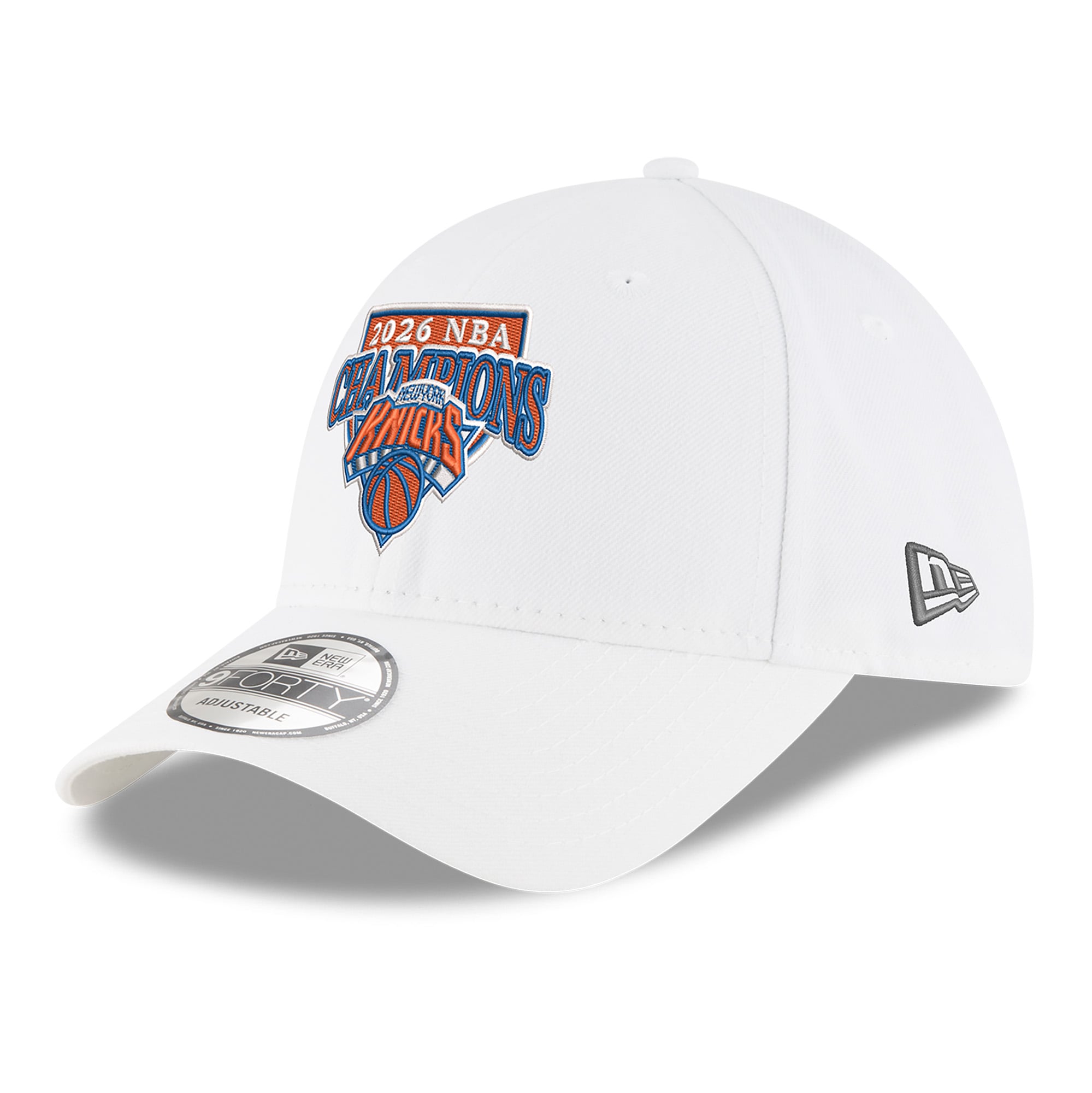 Men's New Era White New York Knicks 2026 NBA Finals Champions 9FORTY Adjustable Hat