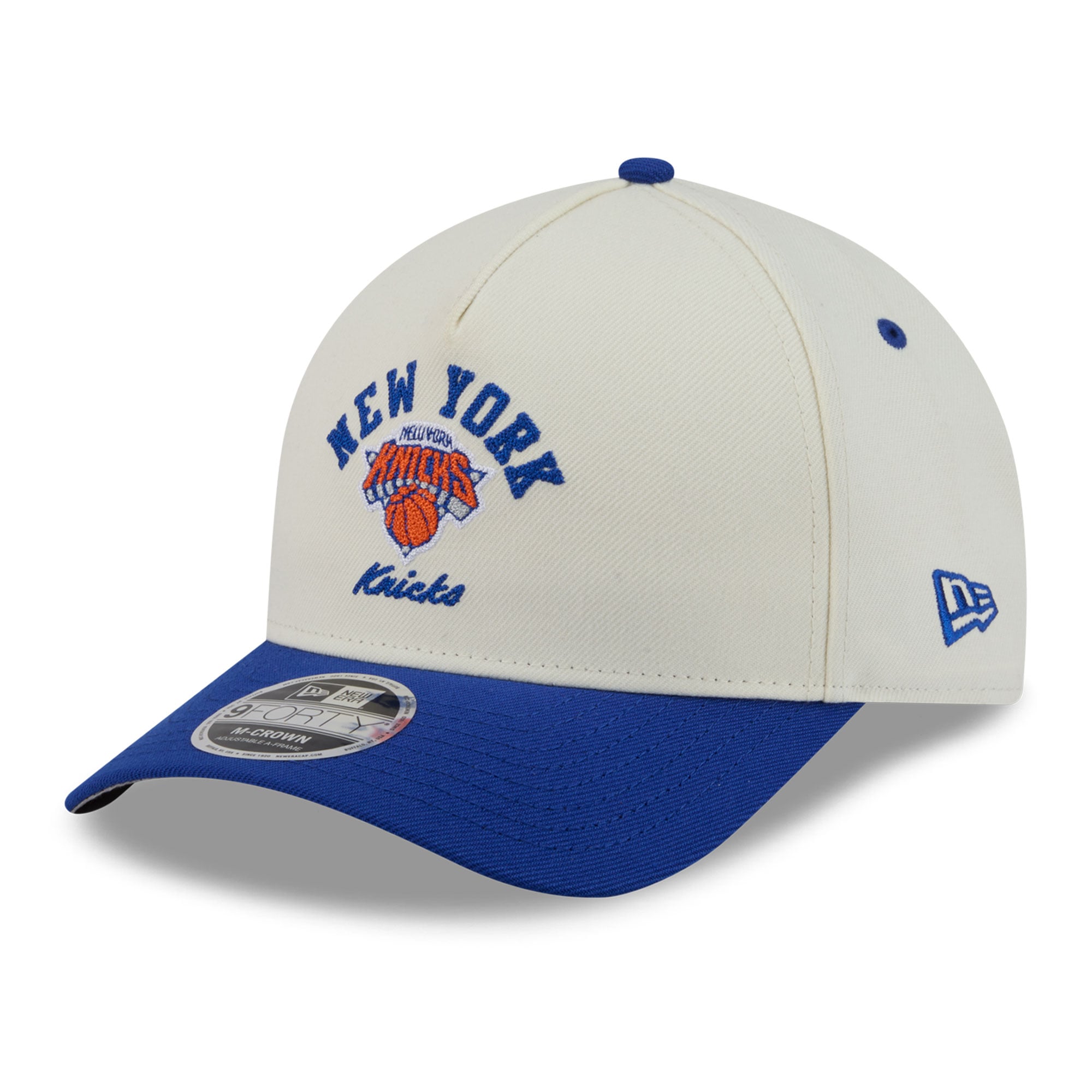 Men's New York Knicks New Era White Arch 9FORTY A-Frame M-Crown Adjustable Hat