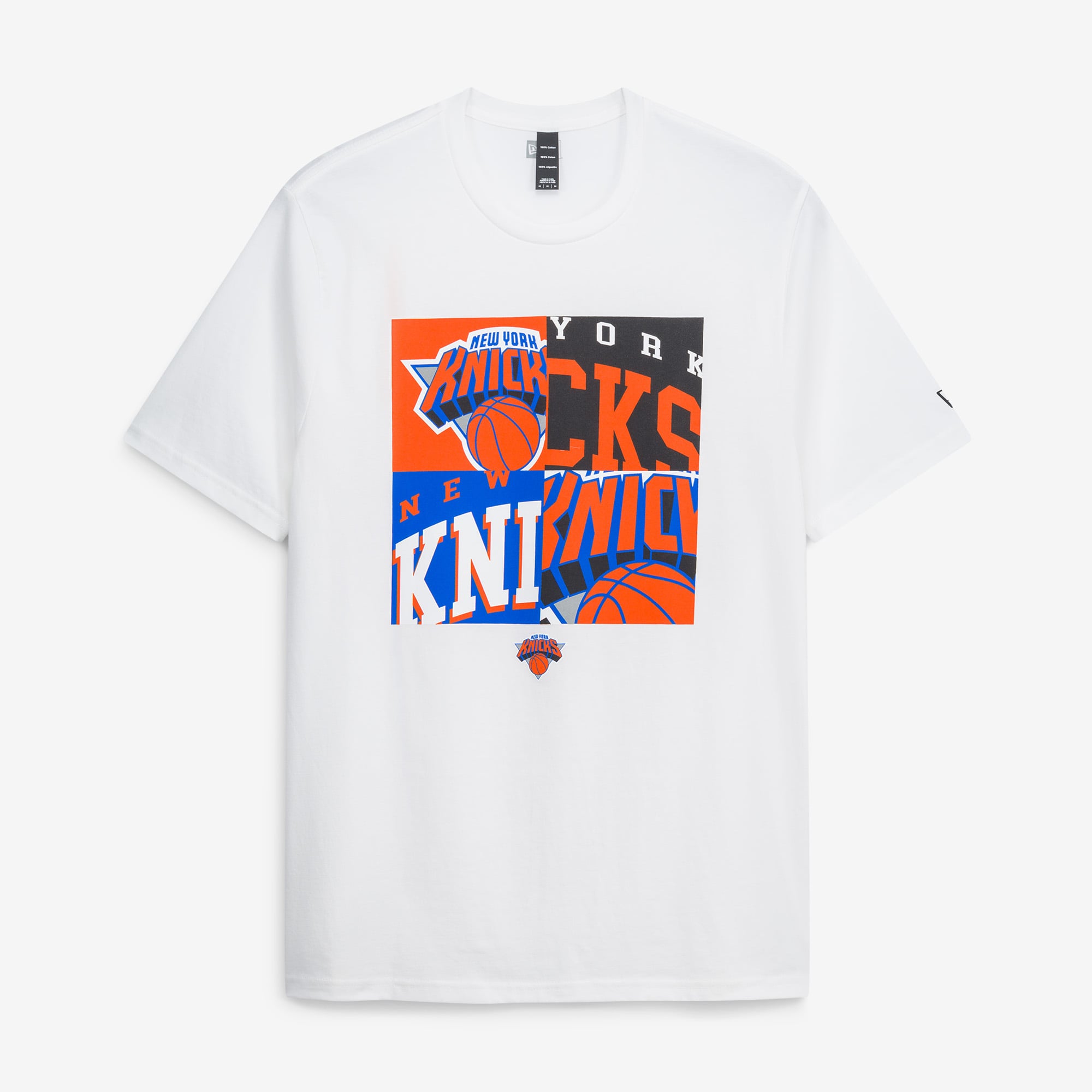 T-shirt New Era blanc pour homme avec logo York Knicks