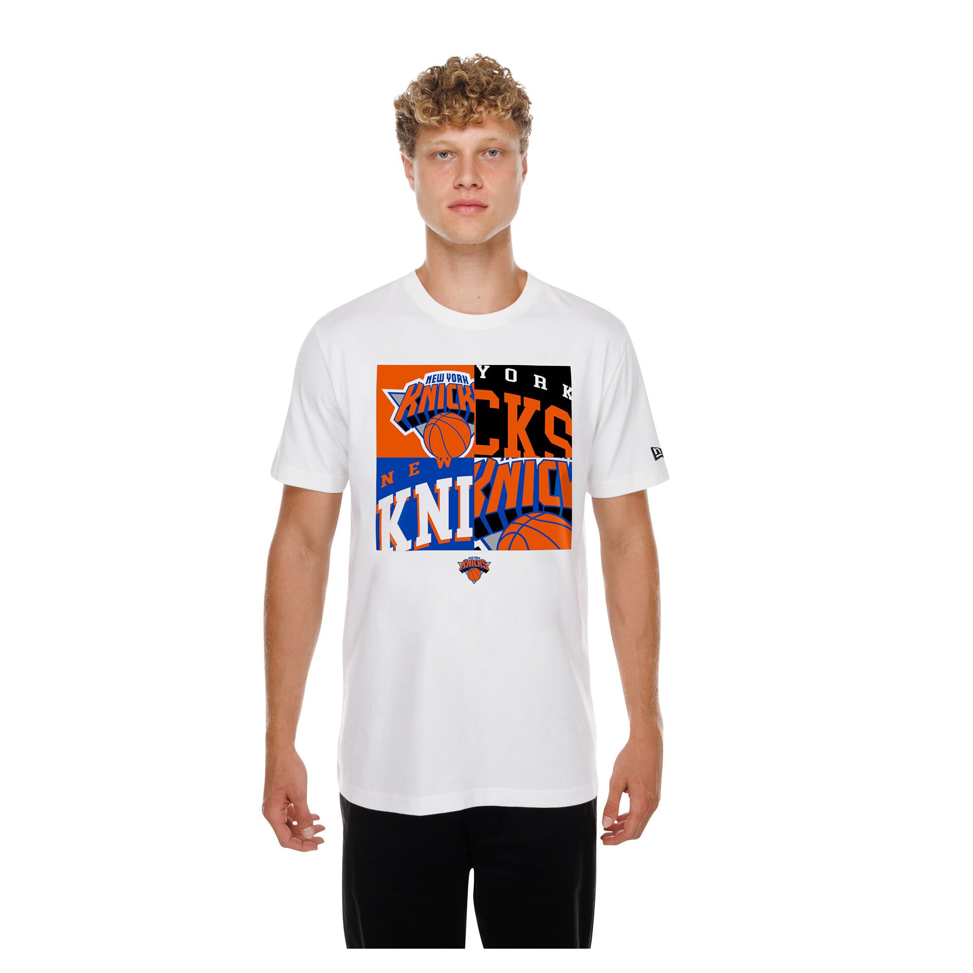 T-shirt New Era blanc pour homme avec logo York Knicks
