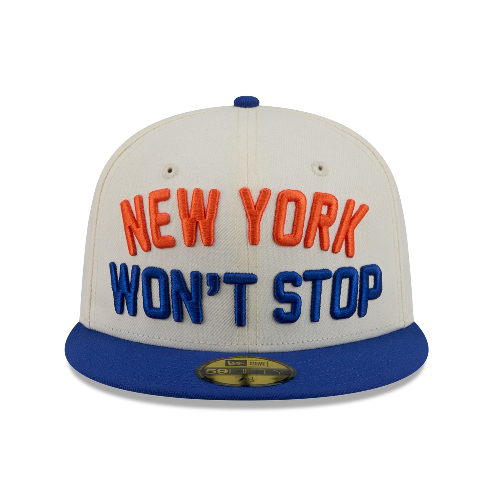 Men's New Era White York Knicks NY Won't Stop Chrome 59FIFTY Fitted Hat