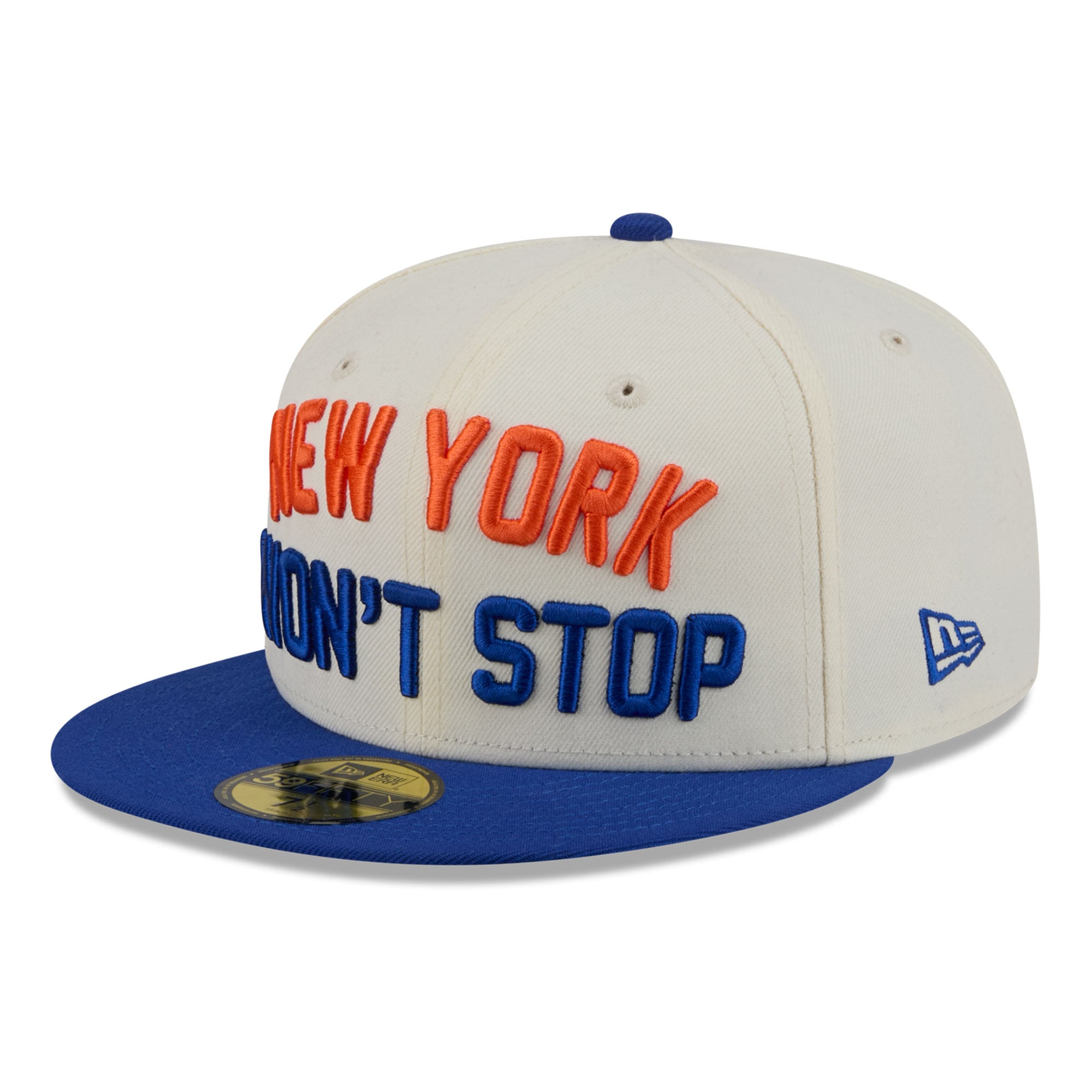 Men's New Era White York Knicks NY Won't Stop Chrome 59FIFTY Fitted Hat