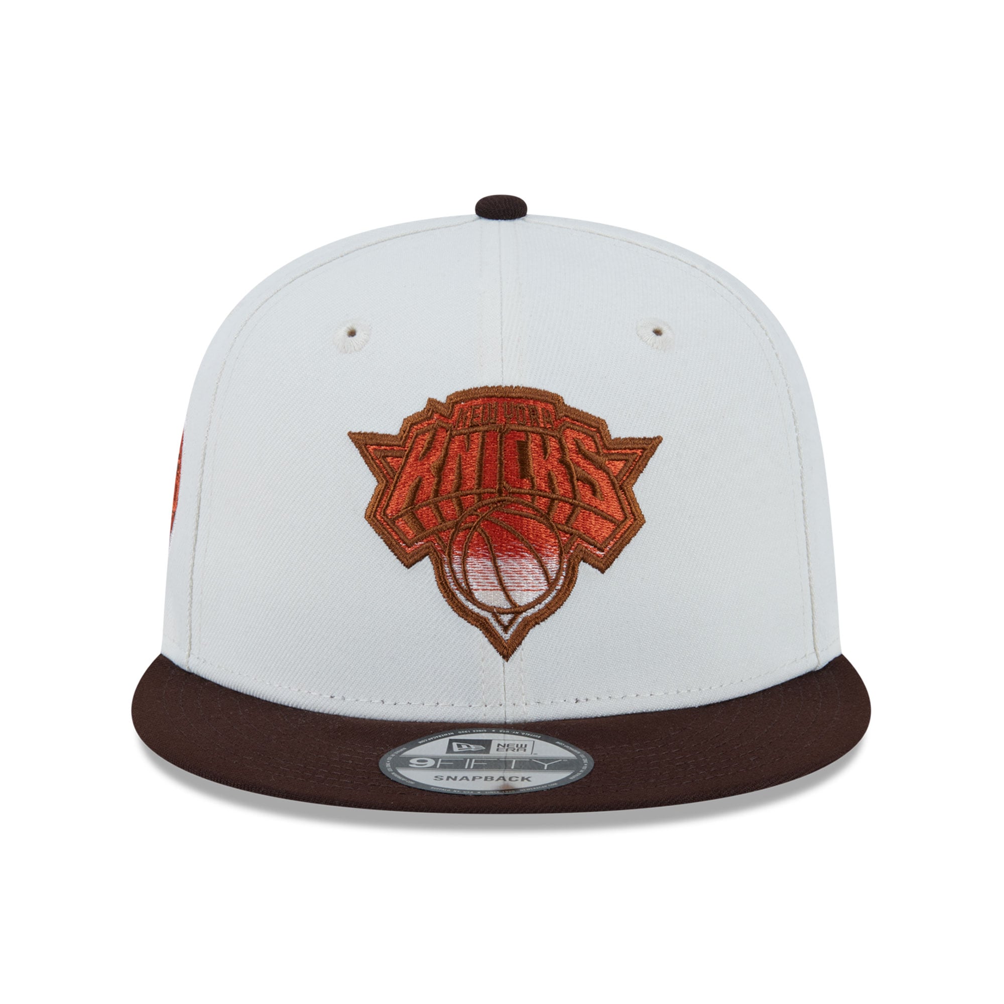 Men's New Era  White New York Knicks Pumpkin Spice 9FIFTY Snapback Hat