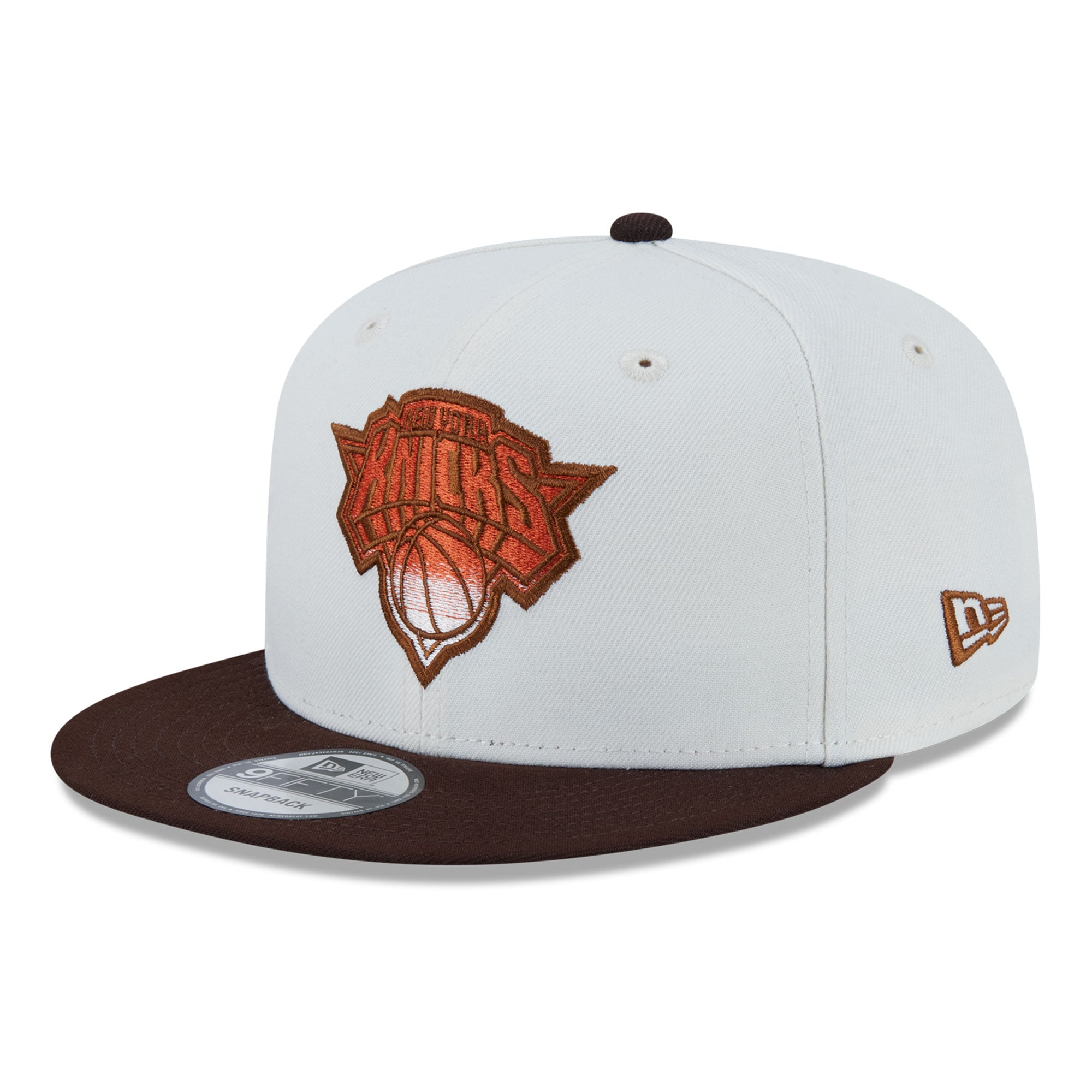 Casquette snapback New Era 9FIFTY blanche pour homme, New York Knicks, motif citrouille épicée