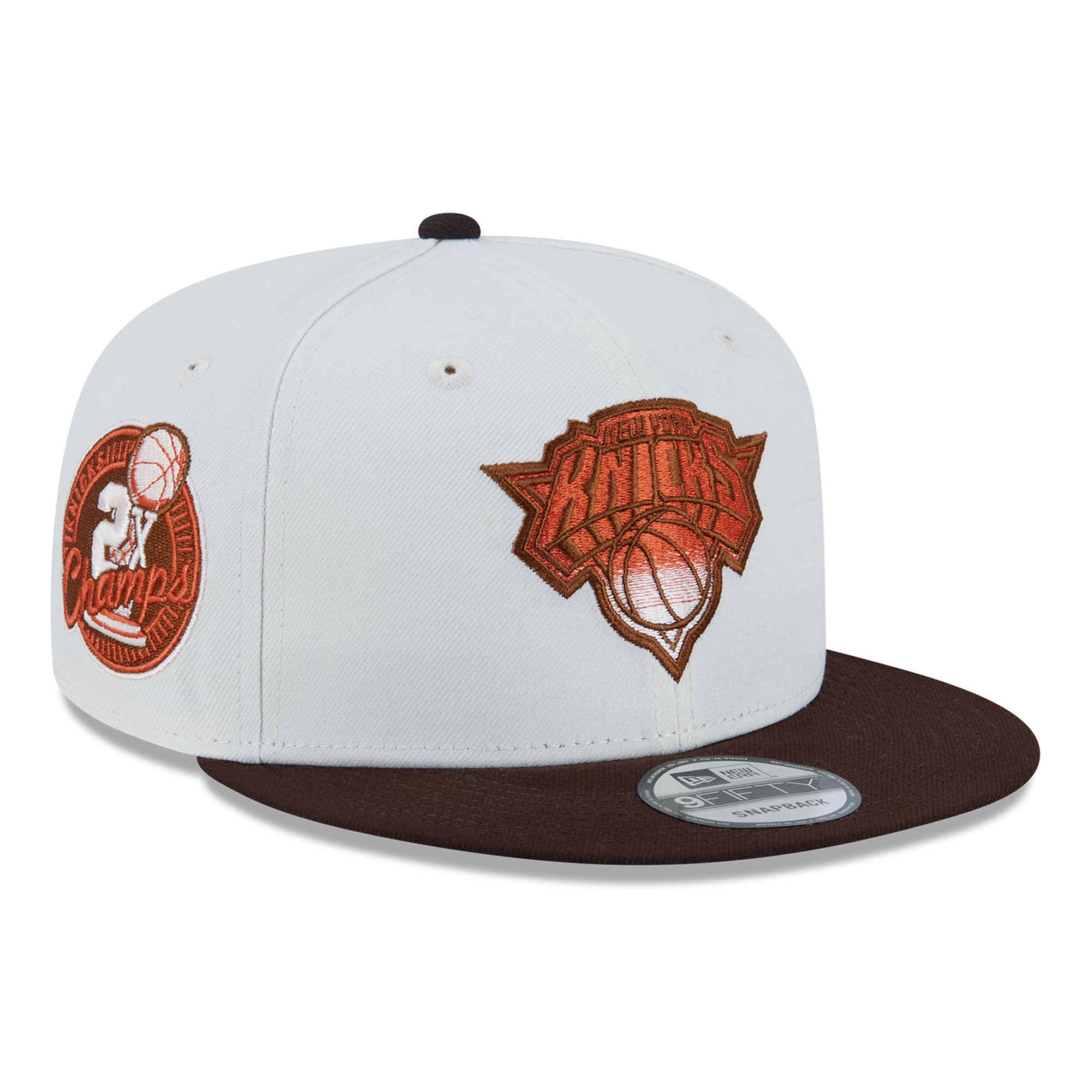 Casquette snapback New Era 9FIFTY blanche pour homme, New York Knicks, motif citrouille épicée
