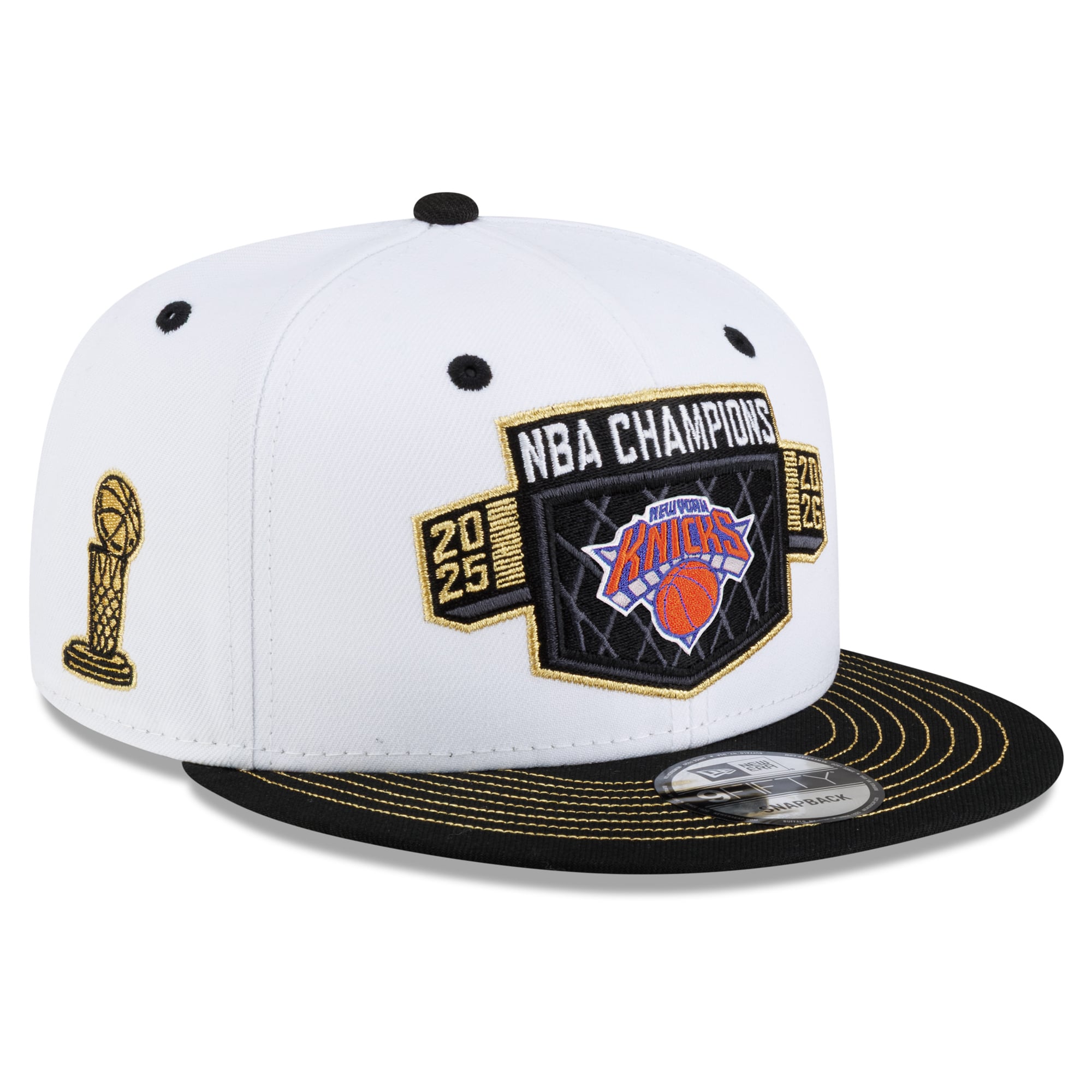 Men's New York Knicks New Era White/Black 2026 NBA Finals Champions Locker Room 9FIFTY Snapback Hat