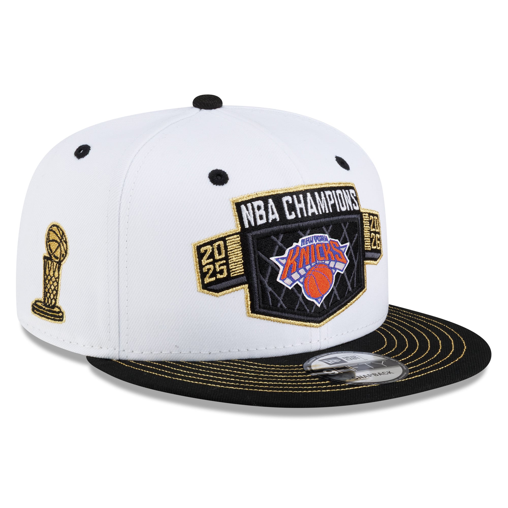 Men's New York Knicks New Era White/Black 2026 NBA Finals Champions Locker Room 9FIFTY Snapback Hat