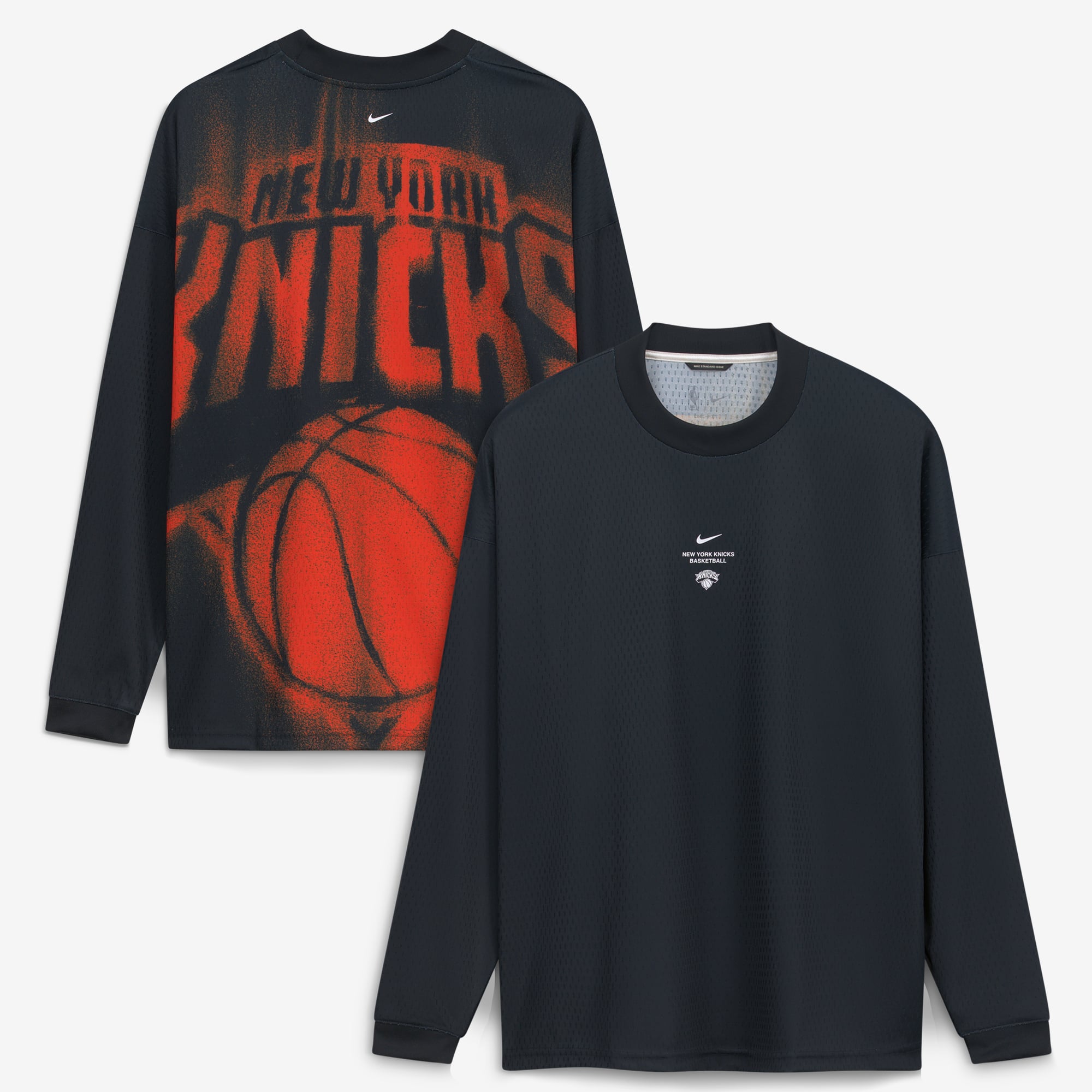 T-shirt à manches longues Nike noir New York Knicks 2026 Standard Issue pour homme