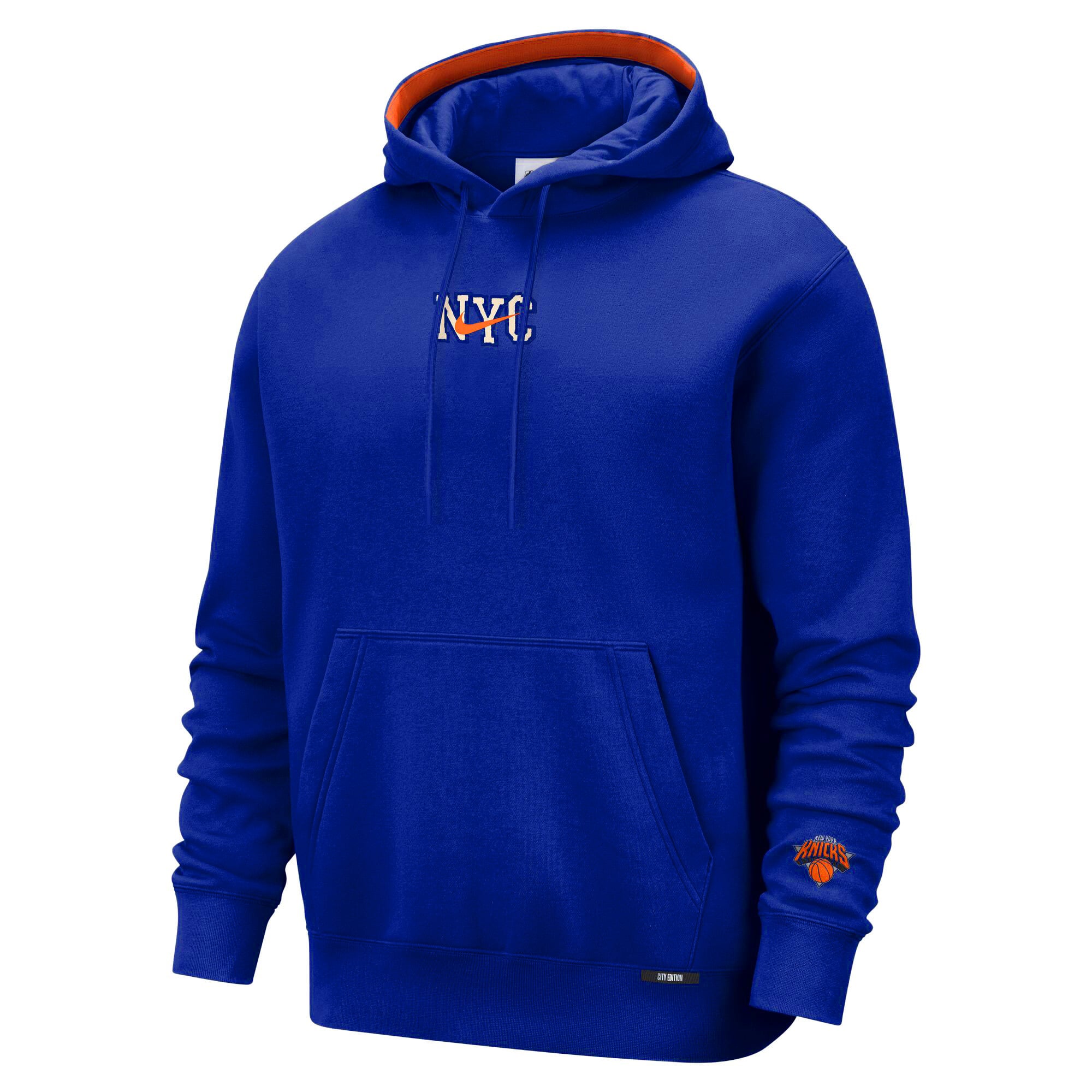 Sweat à capuche premium Nike bleu New York Knicks 2025/26 City Edition Courtside Remix pour homme