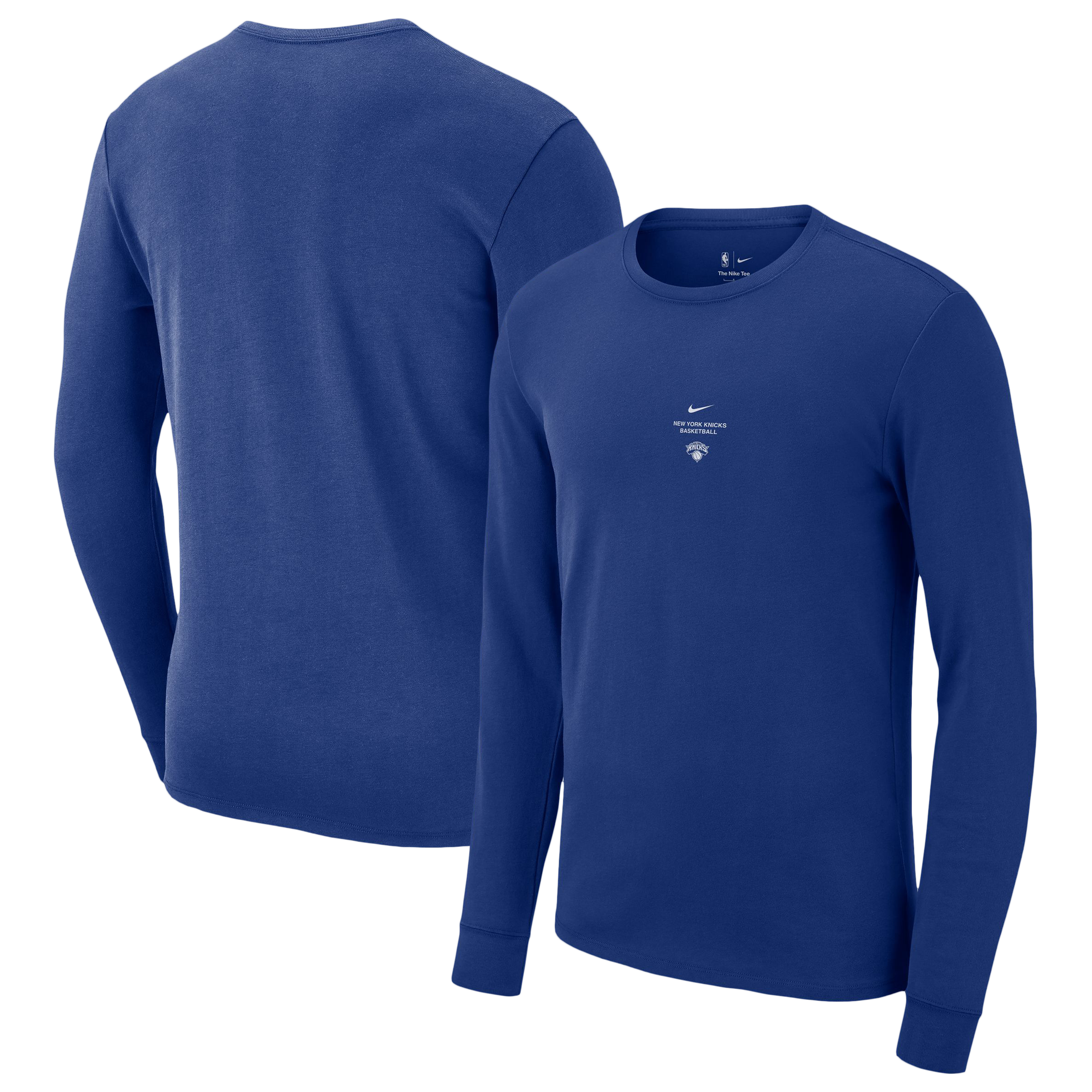 T-shirt d'entraînement à manches longues Nike bleu New York Knicks 2026 Standard Issue pour homme