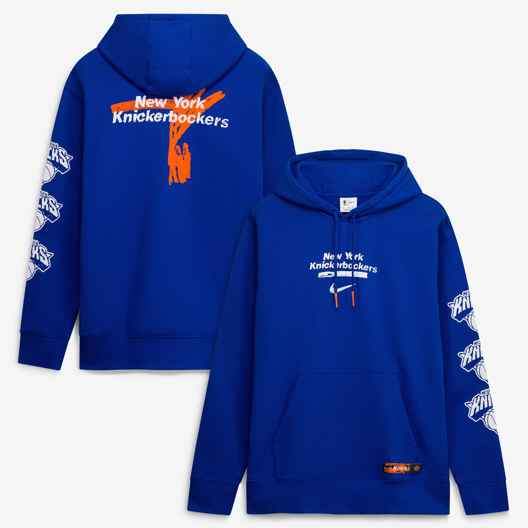 Sweat à capuche premium Nike Courtside Club bleu New York Knicks pour homme