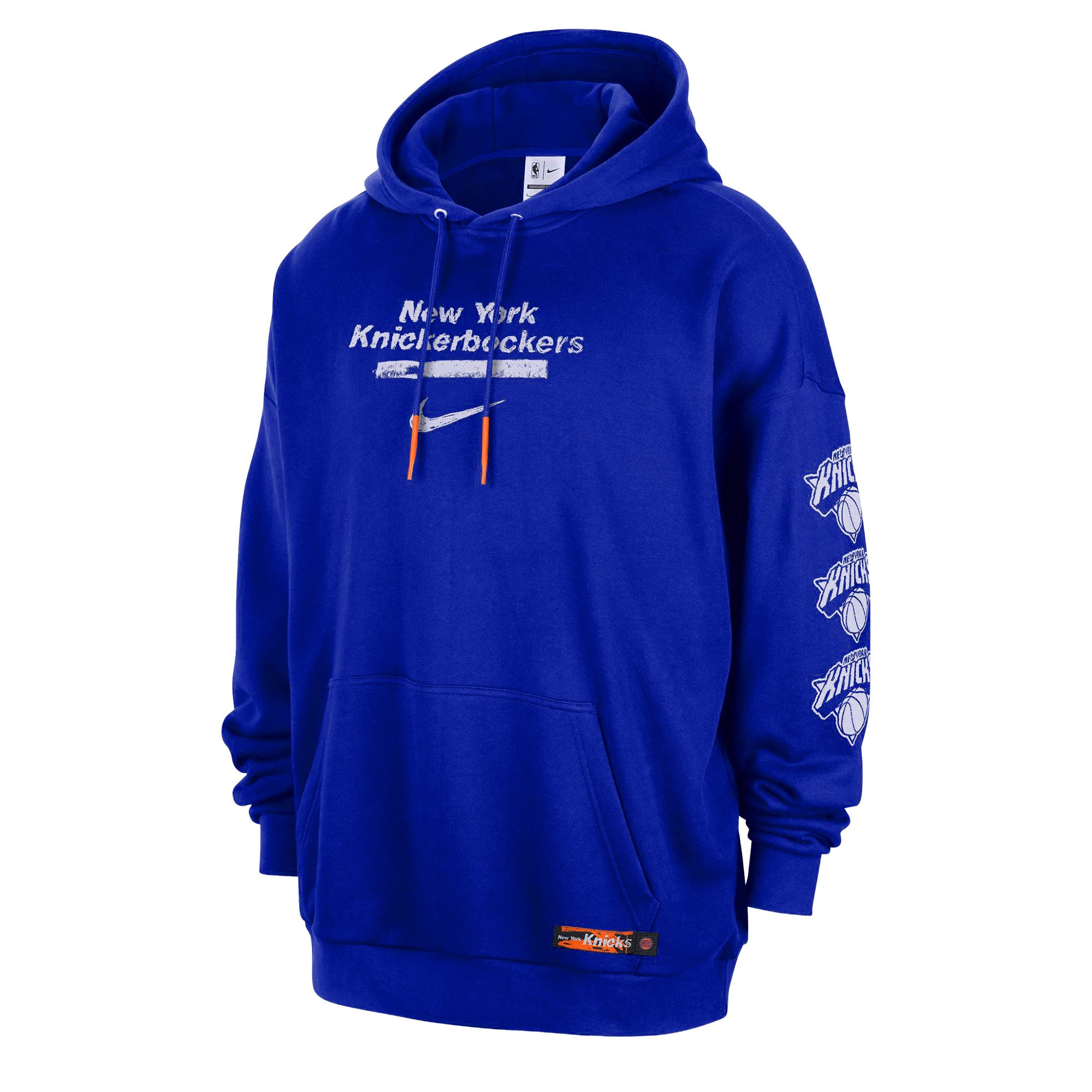 Sweat à capuche premium Nike Courtside Club bleu New York Knicks pour homme