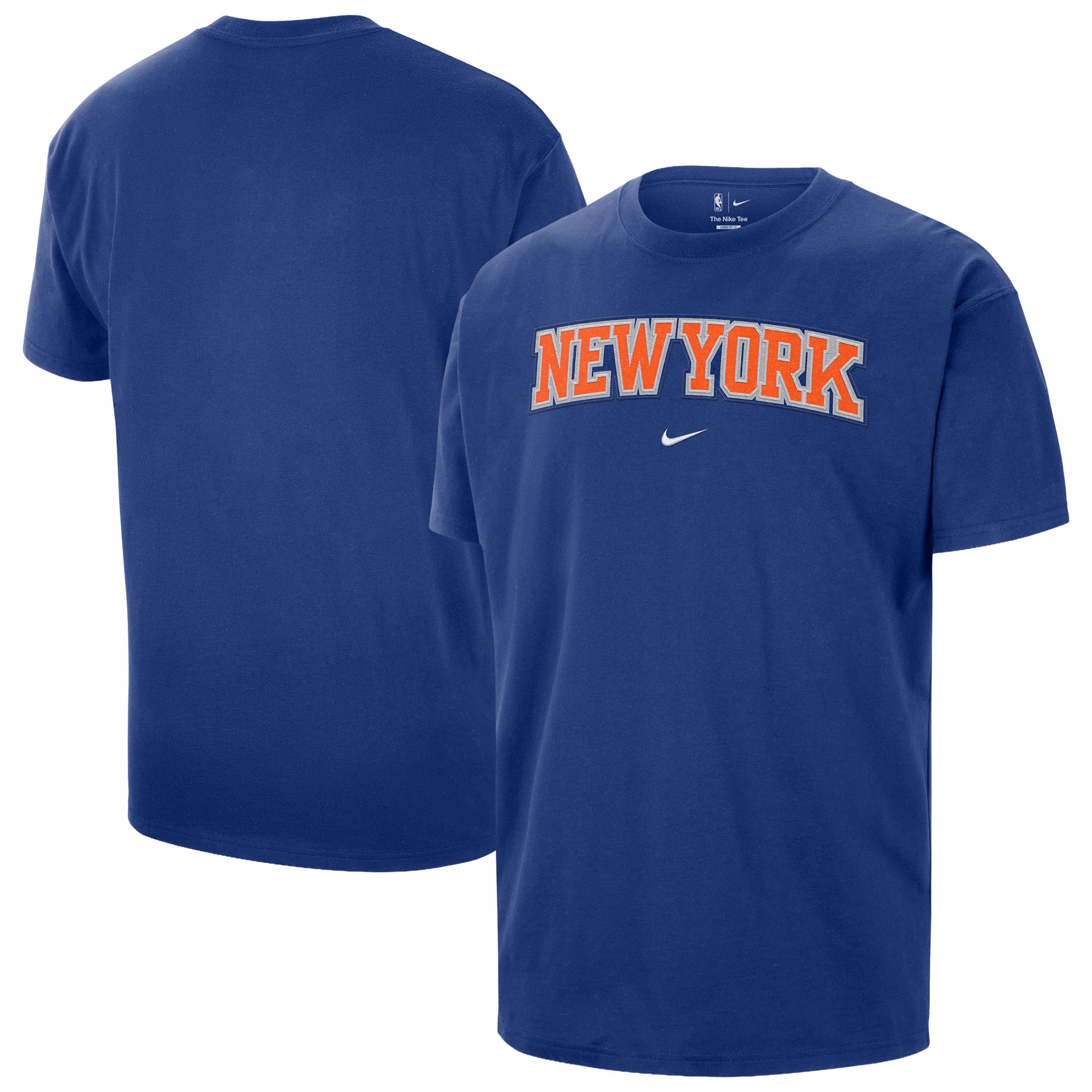 T-shirt Nike bleu pour homme, logo New York Knicks en sergé