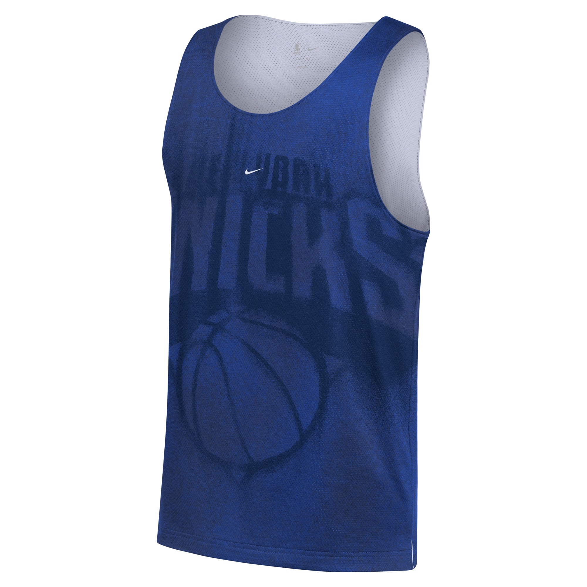 Maillot réversible Nike bleu/blanc New York Knicks 2026 Standard Issue Practice Icon Mesh pour homme