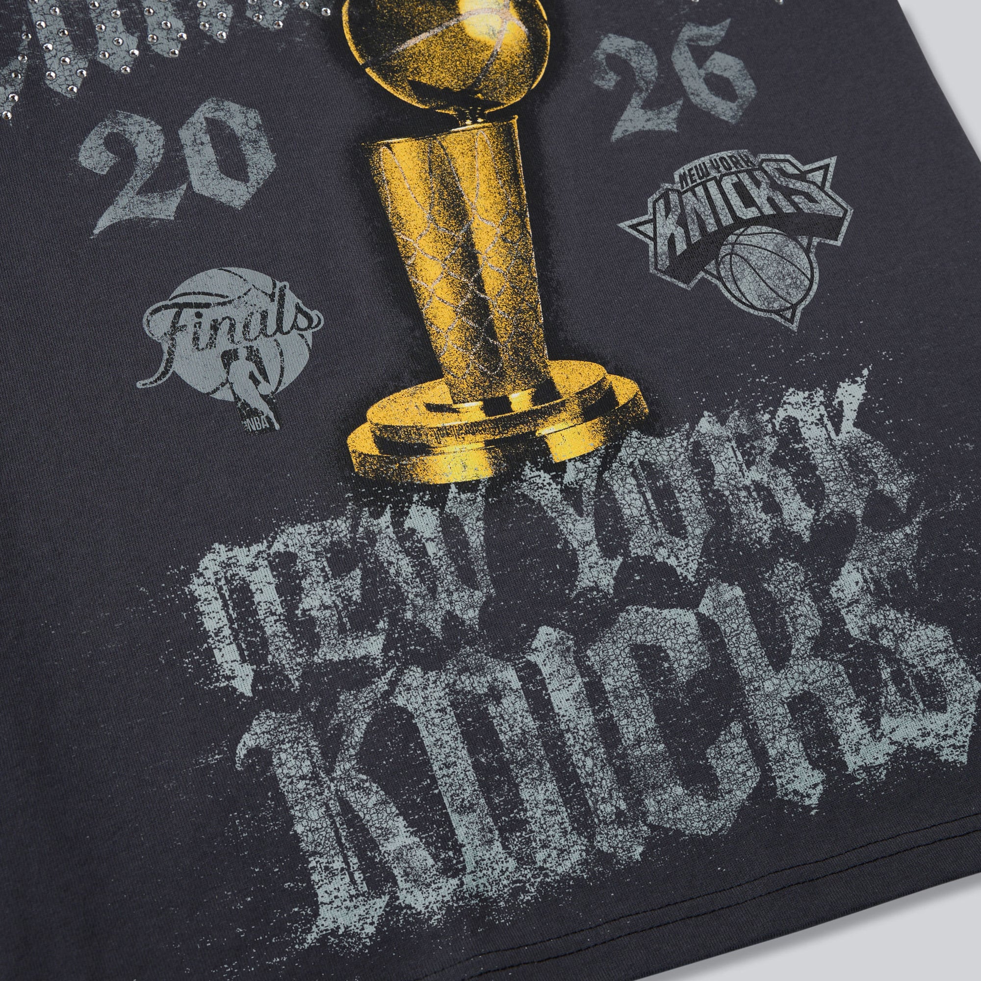 Men's Nike Gray New York Knicks 2026 NBA Finals Champions Authentic Locker Room Limited Edition On Court T-Shirt