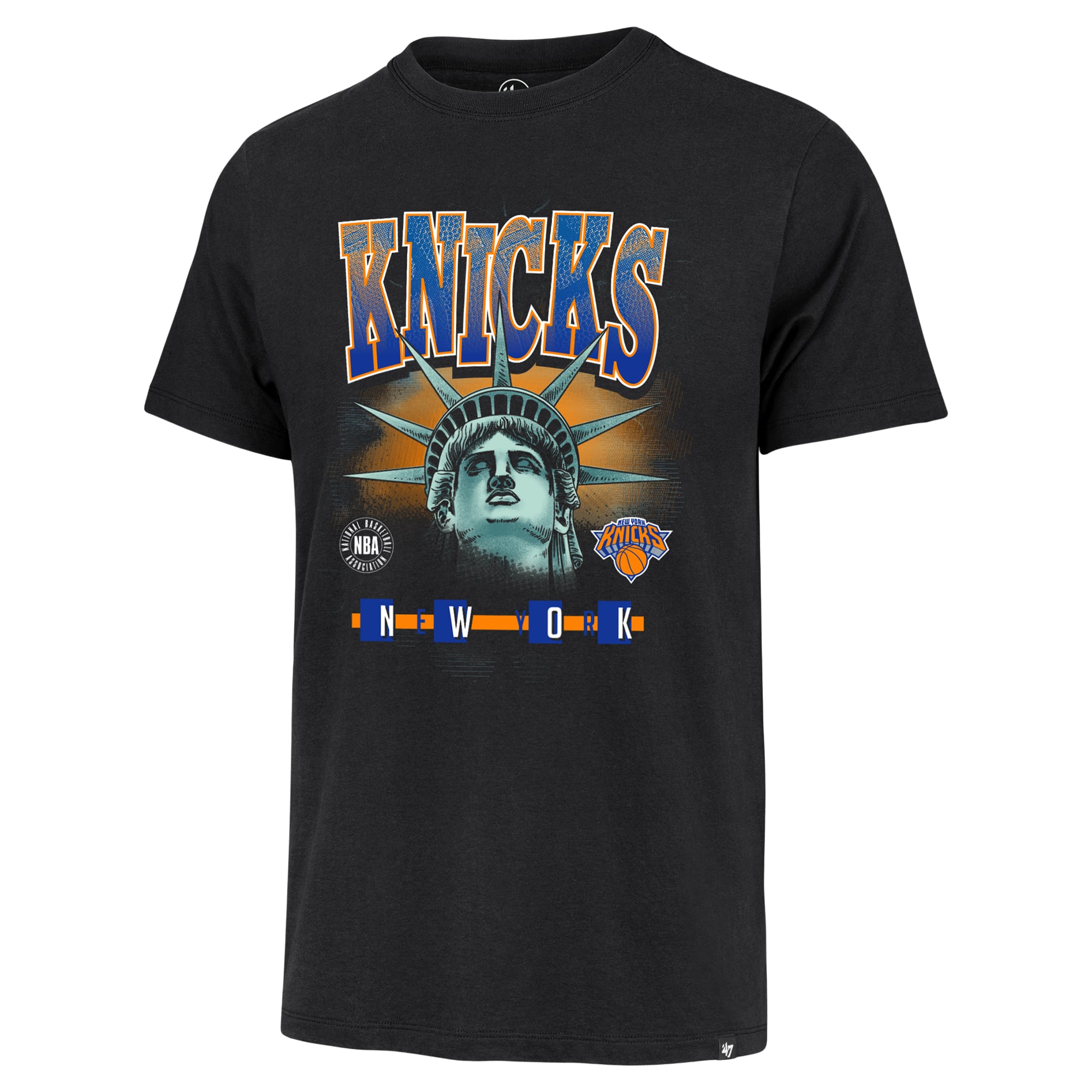 T-shirt homme noir New York Knicks grandes tailles avec statue