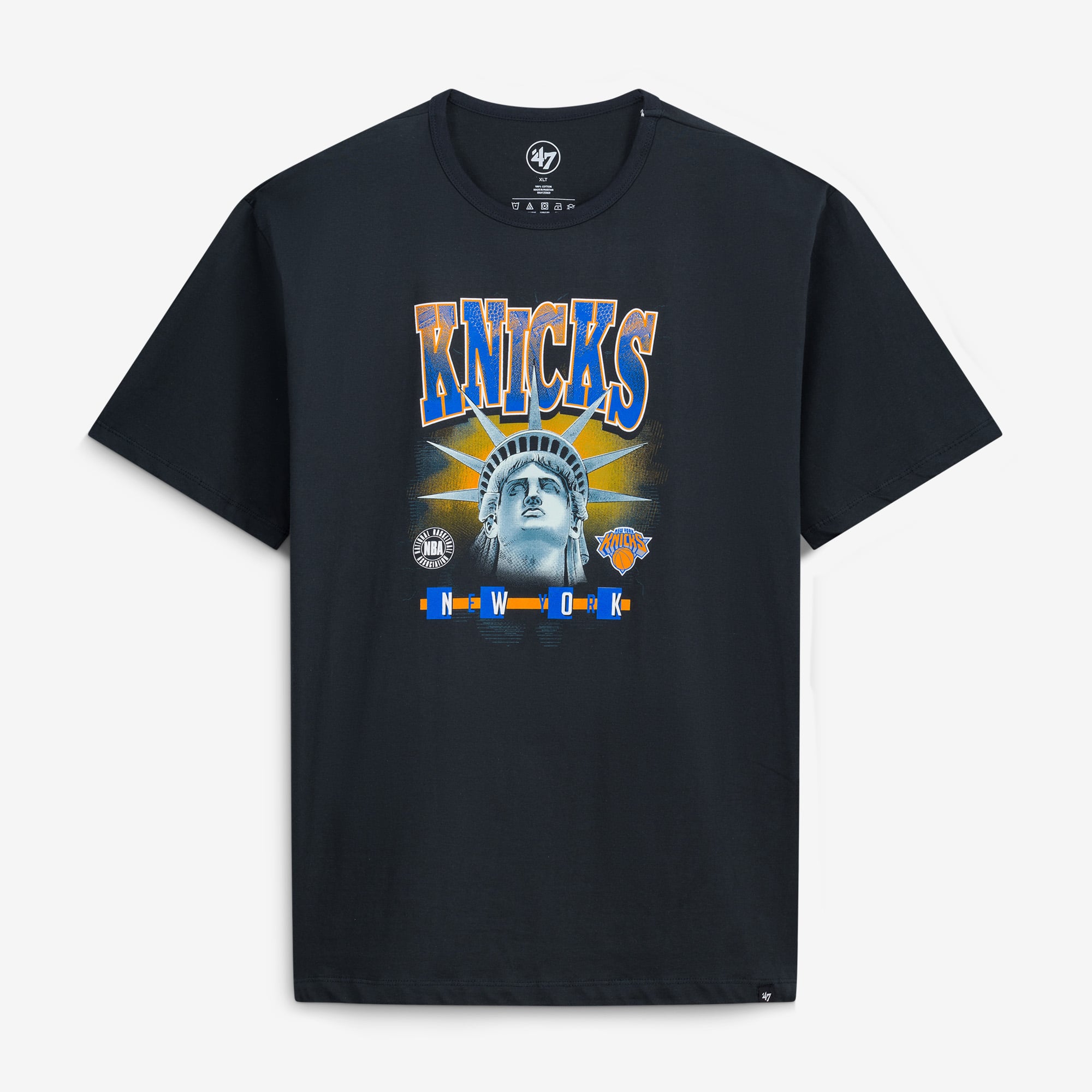 T-shirt homme noir New York Knicks grandes tailles avec statue